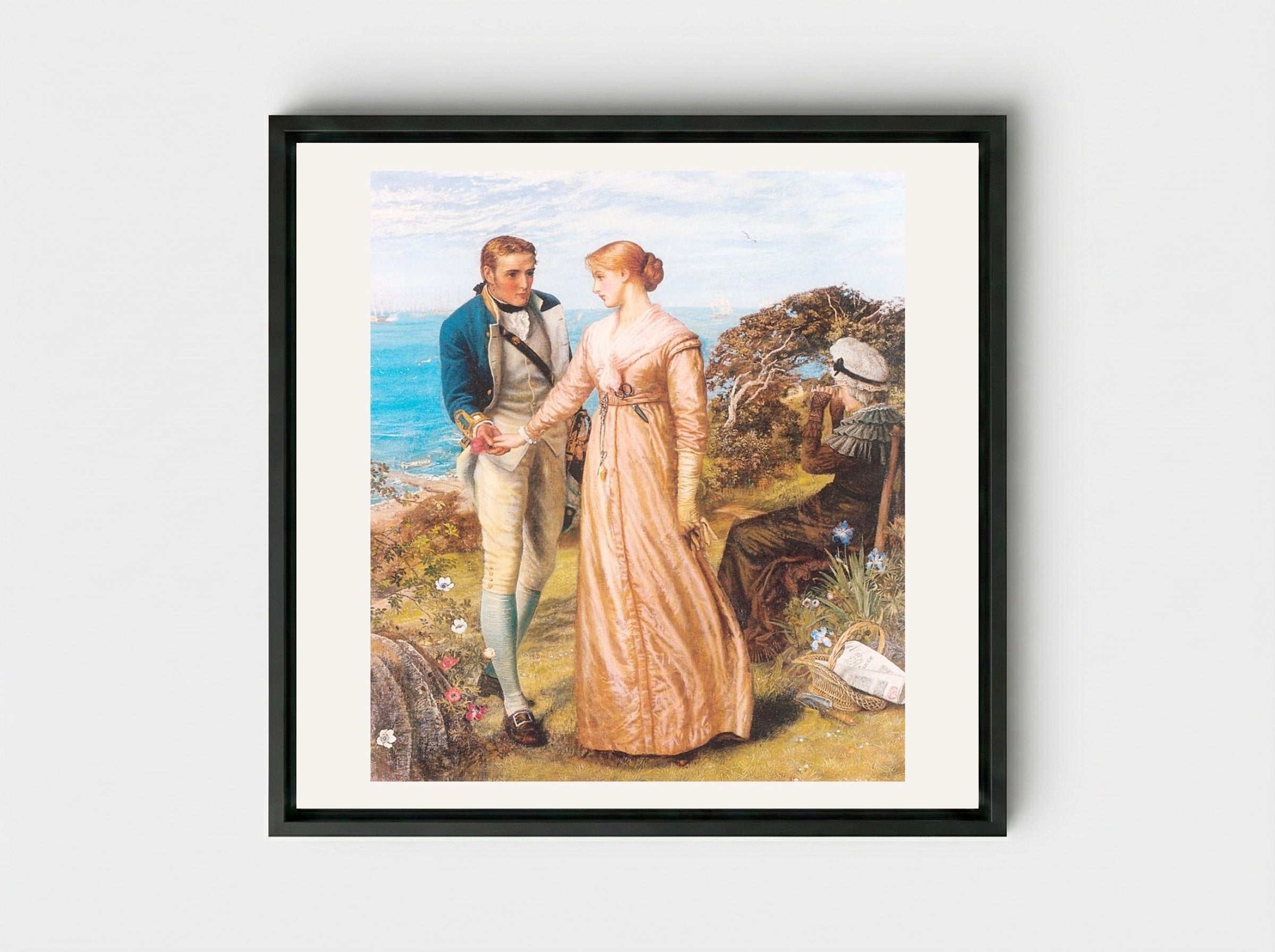 The Sailing Signal Gun - Arthur Hughes - Framed Canvas Black