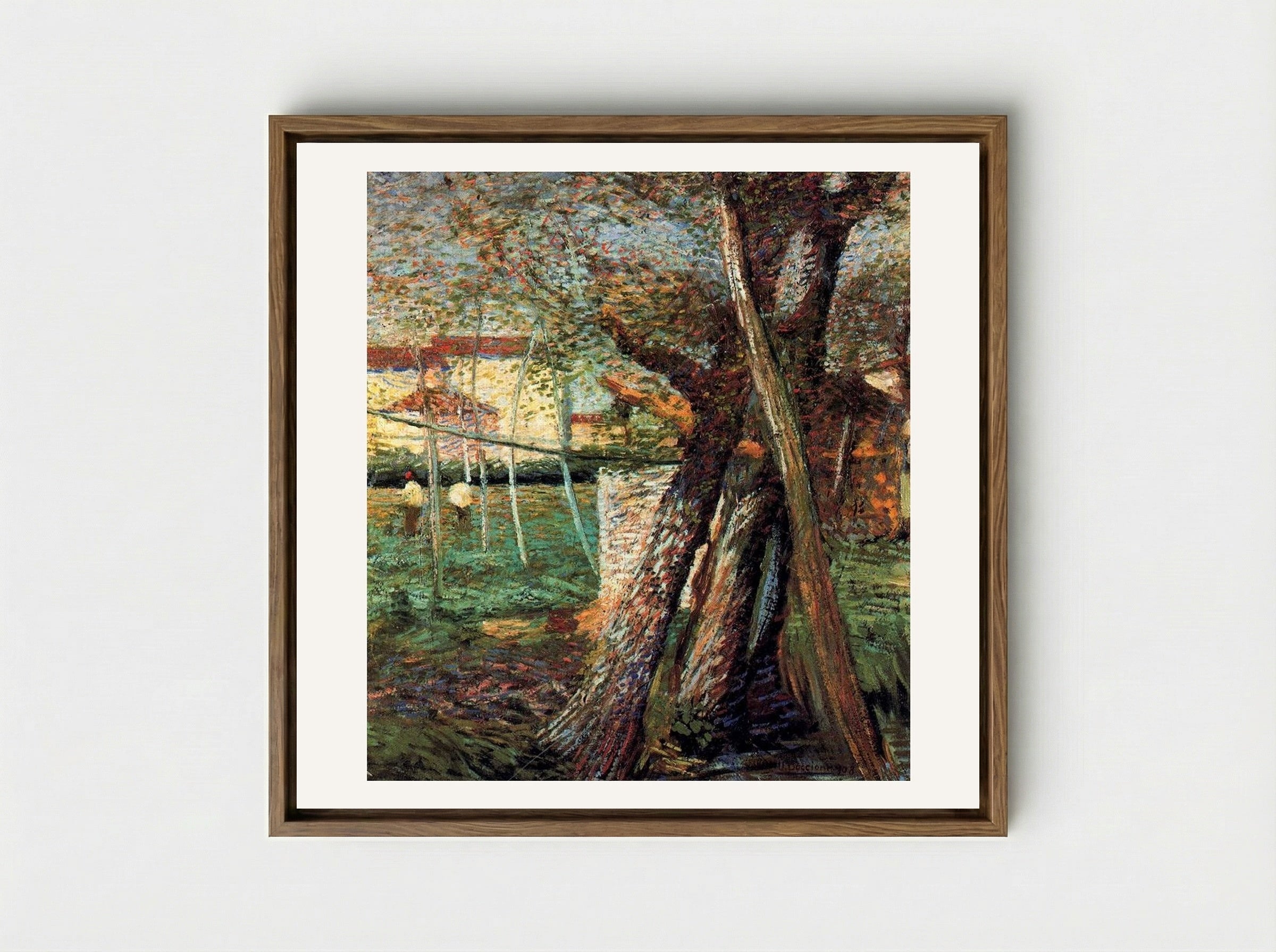 Countryside with Trees - Umberto Boccioni - Framed Canvas Wood