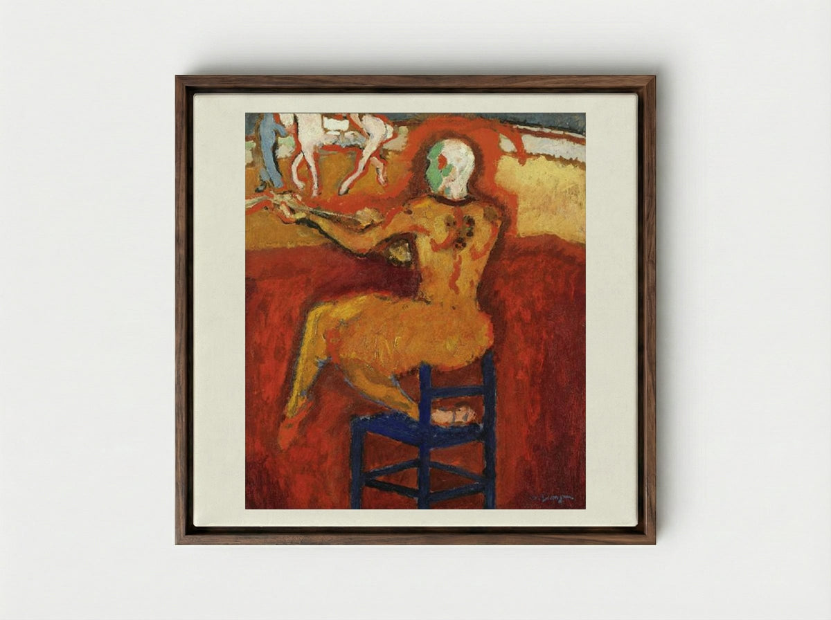 The Red Clown - Kees van Dongen - Framed Canvas Dark Wood