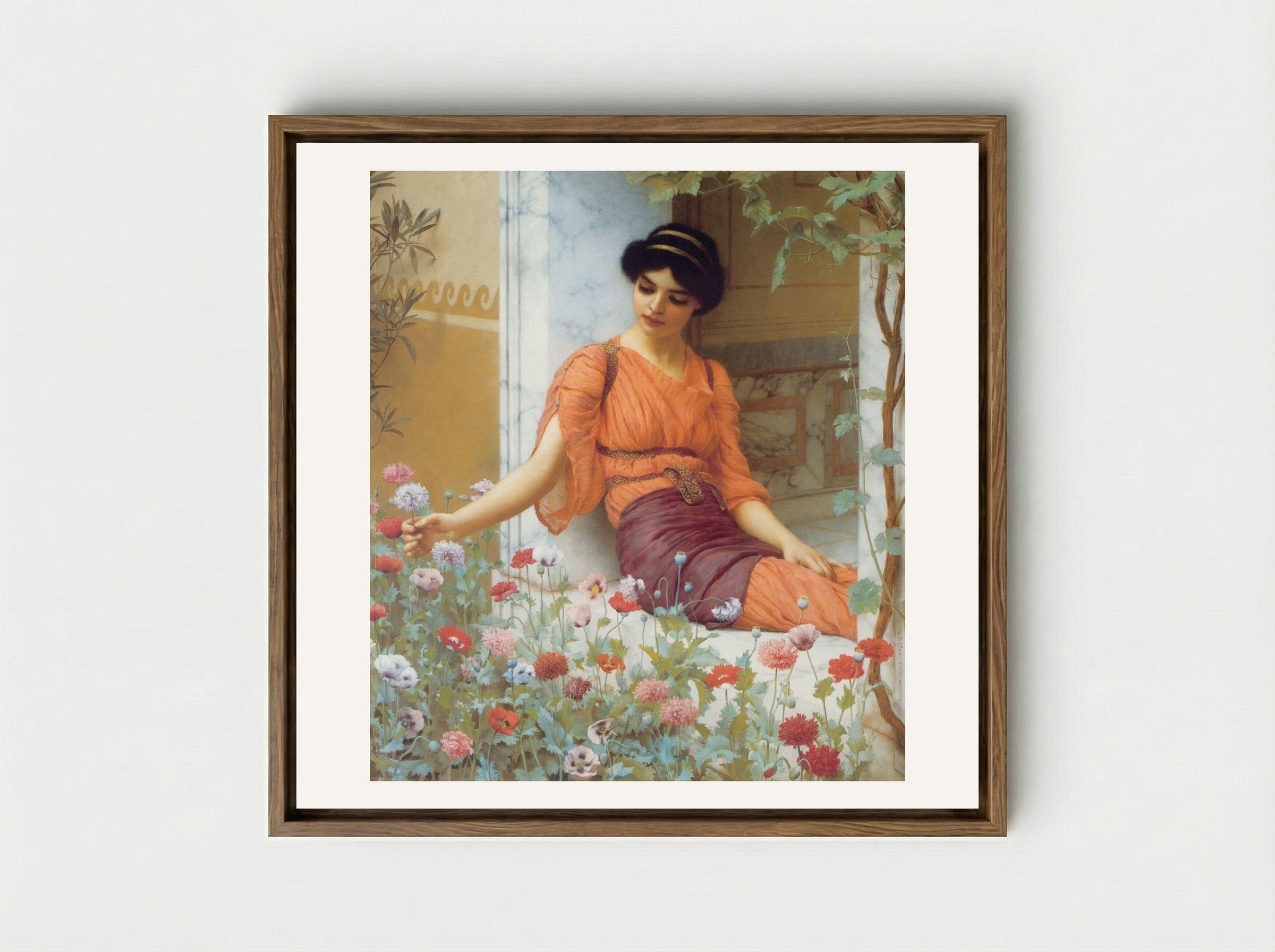 Summer Flowers - John William Godward - Framed Canvas Wood