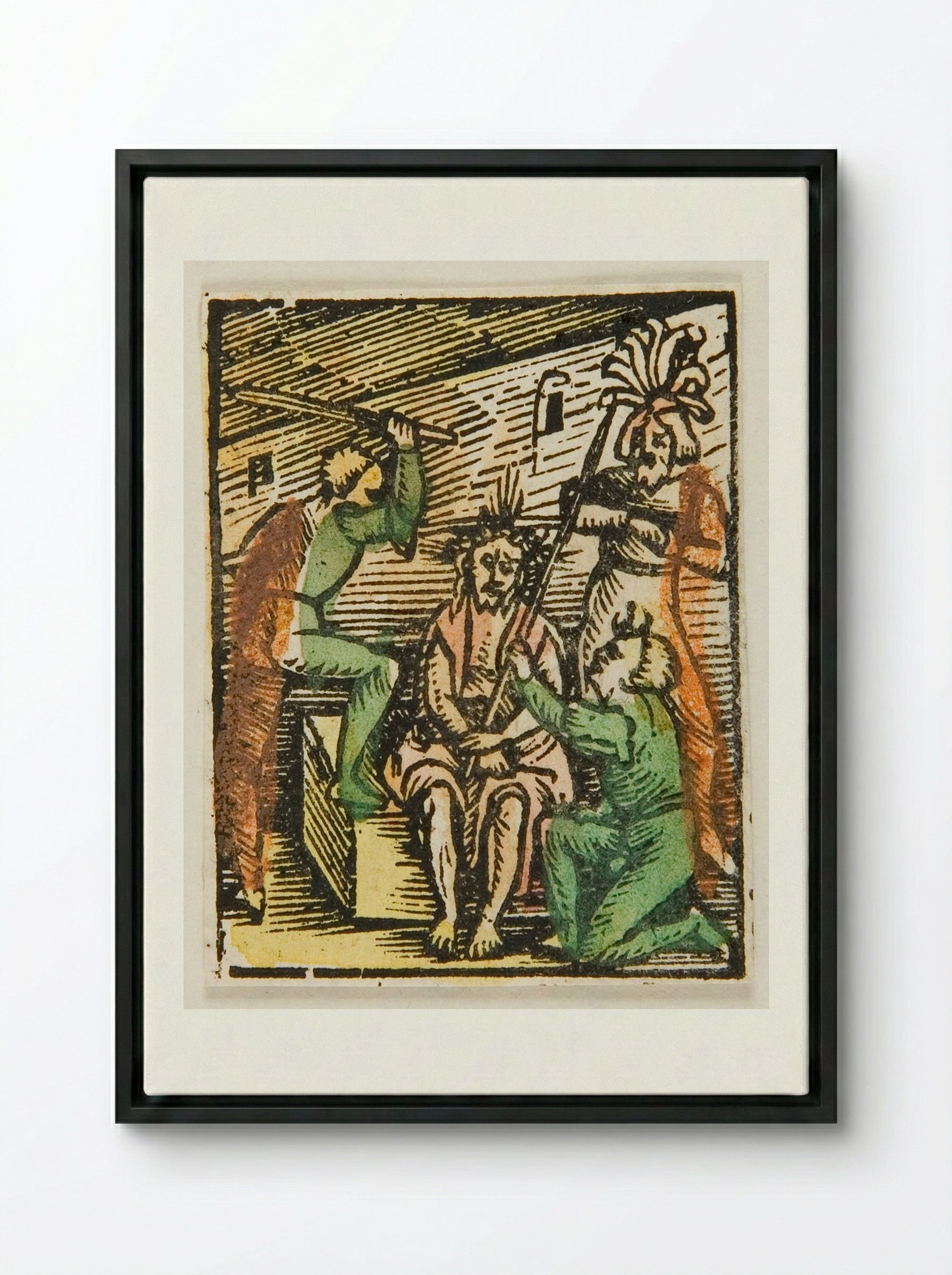Mocking of Christ - Urs Graf - Framed Canvas Black