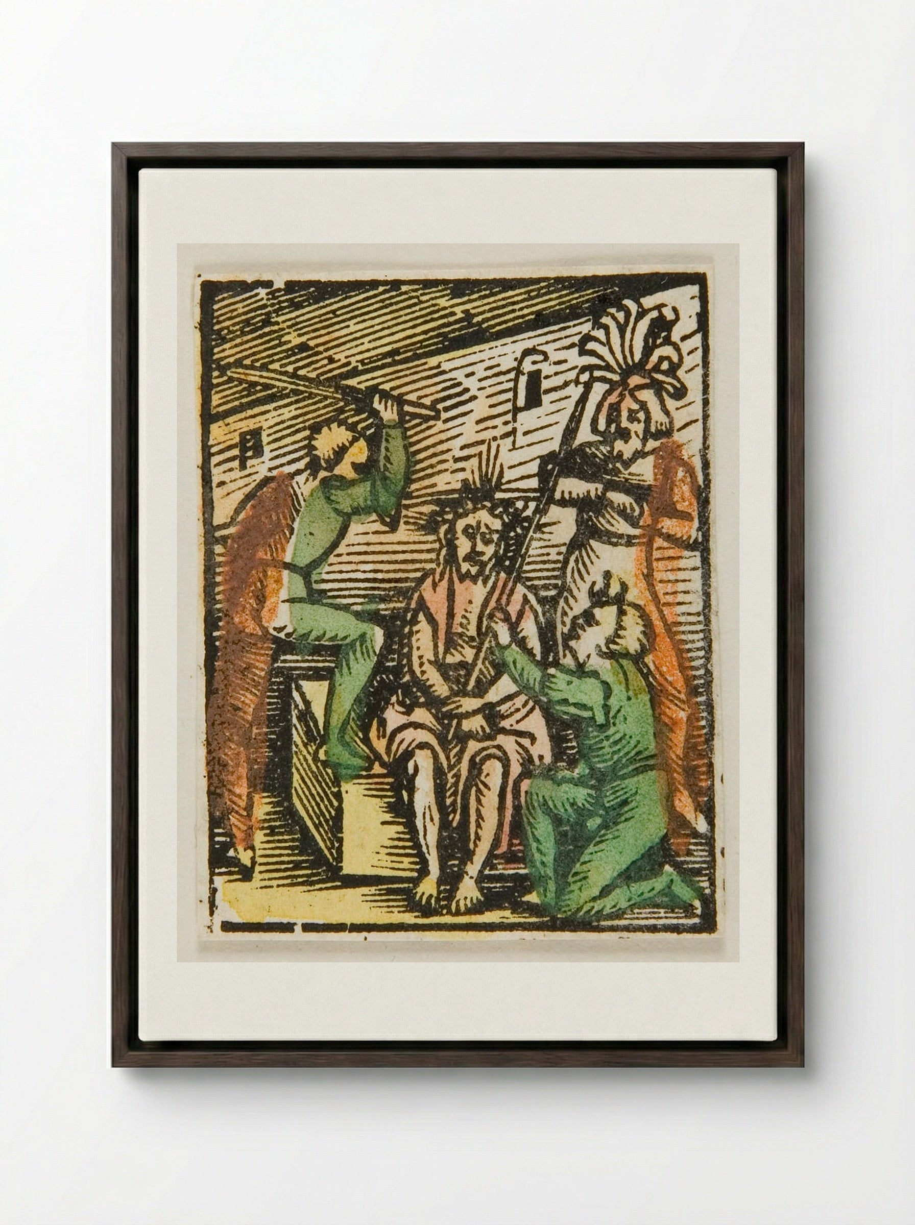 Mocking of Christ - Urs Graf - Framed Canvas Dark Wood