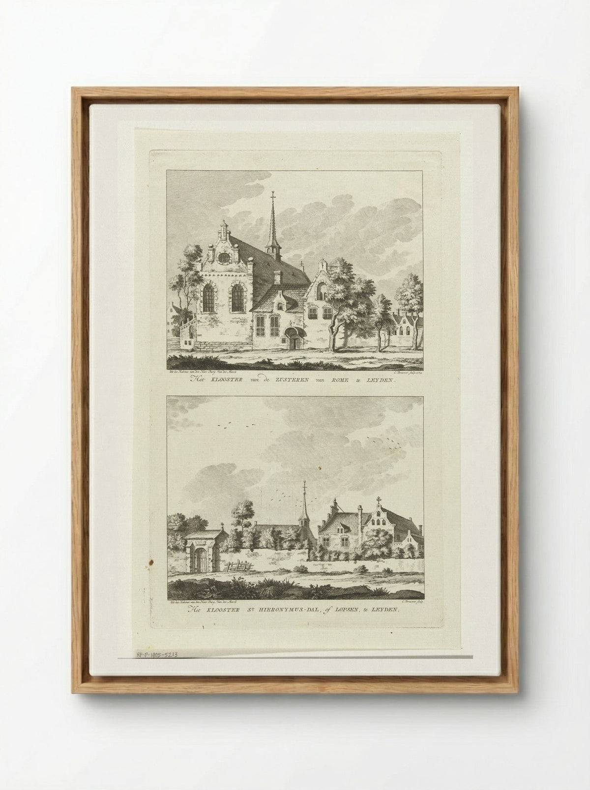 Twee gezichten op kloosters te Leiden - Cornelis Brouwer - Framed Canvas Wood