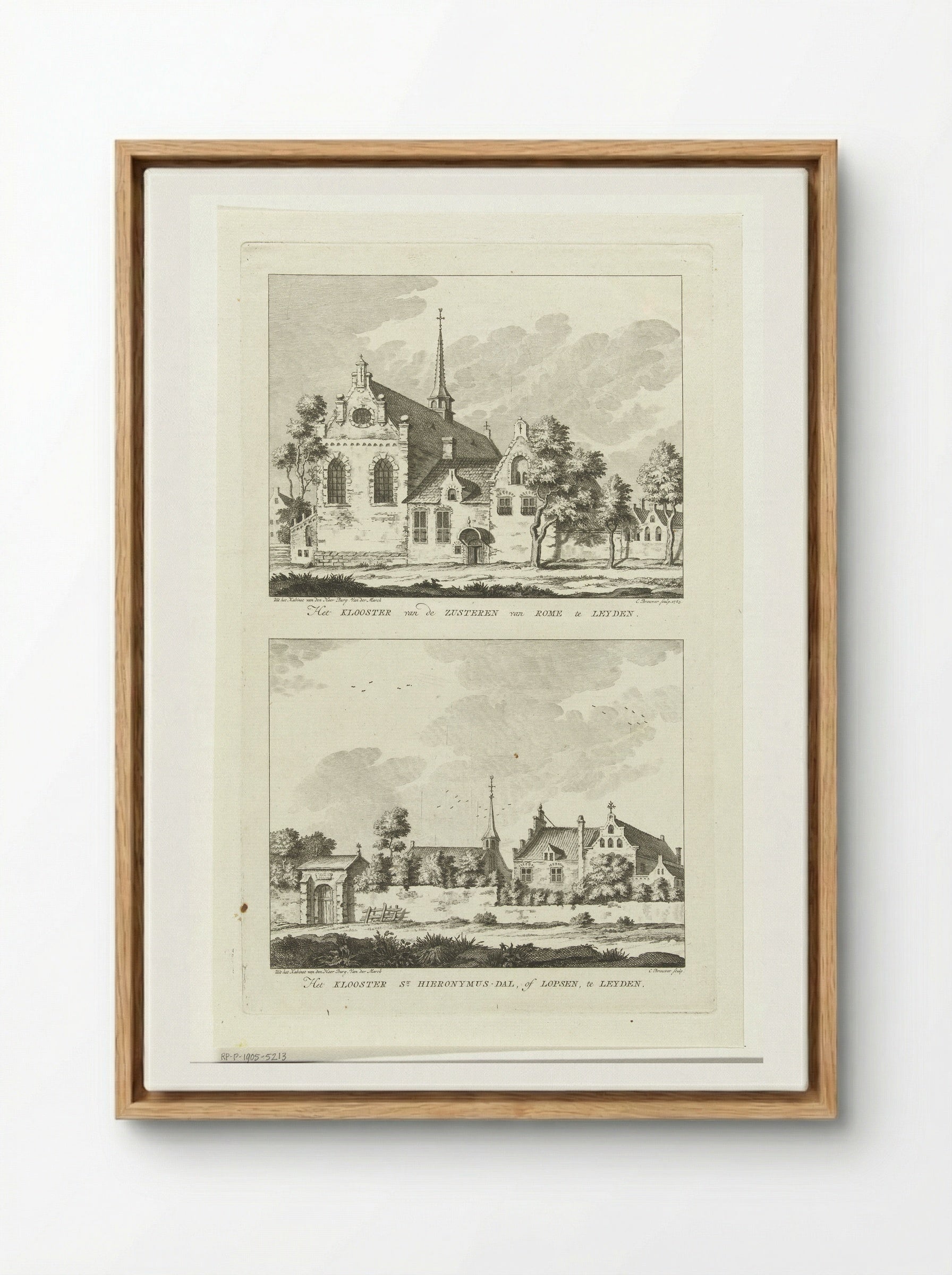 Twee gezichten op kloosters te Leiden - Cornelis Brouwer - Framed Canvas Wood