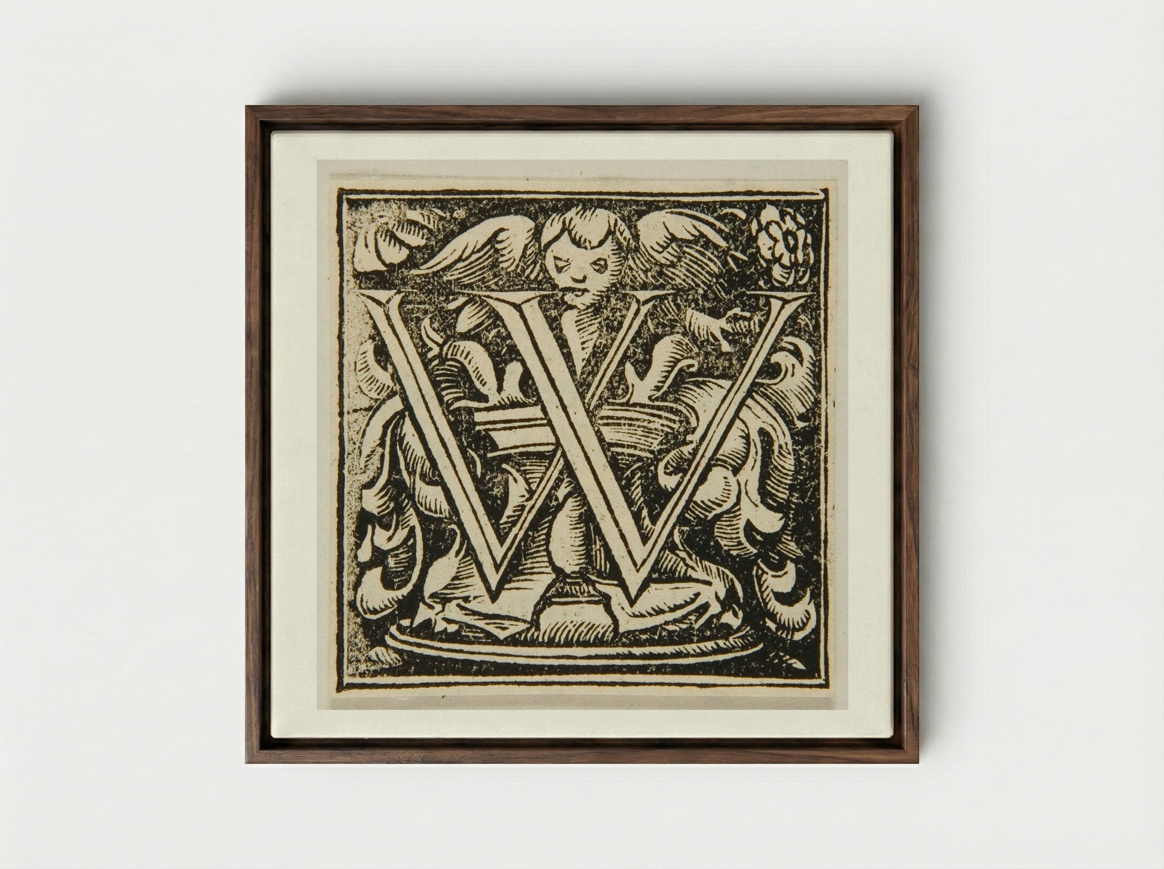 Letter W - Urs Graf - Framed Canvas Dark Wood