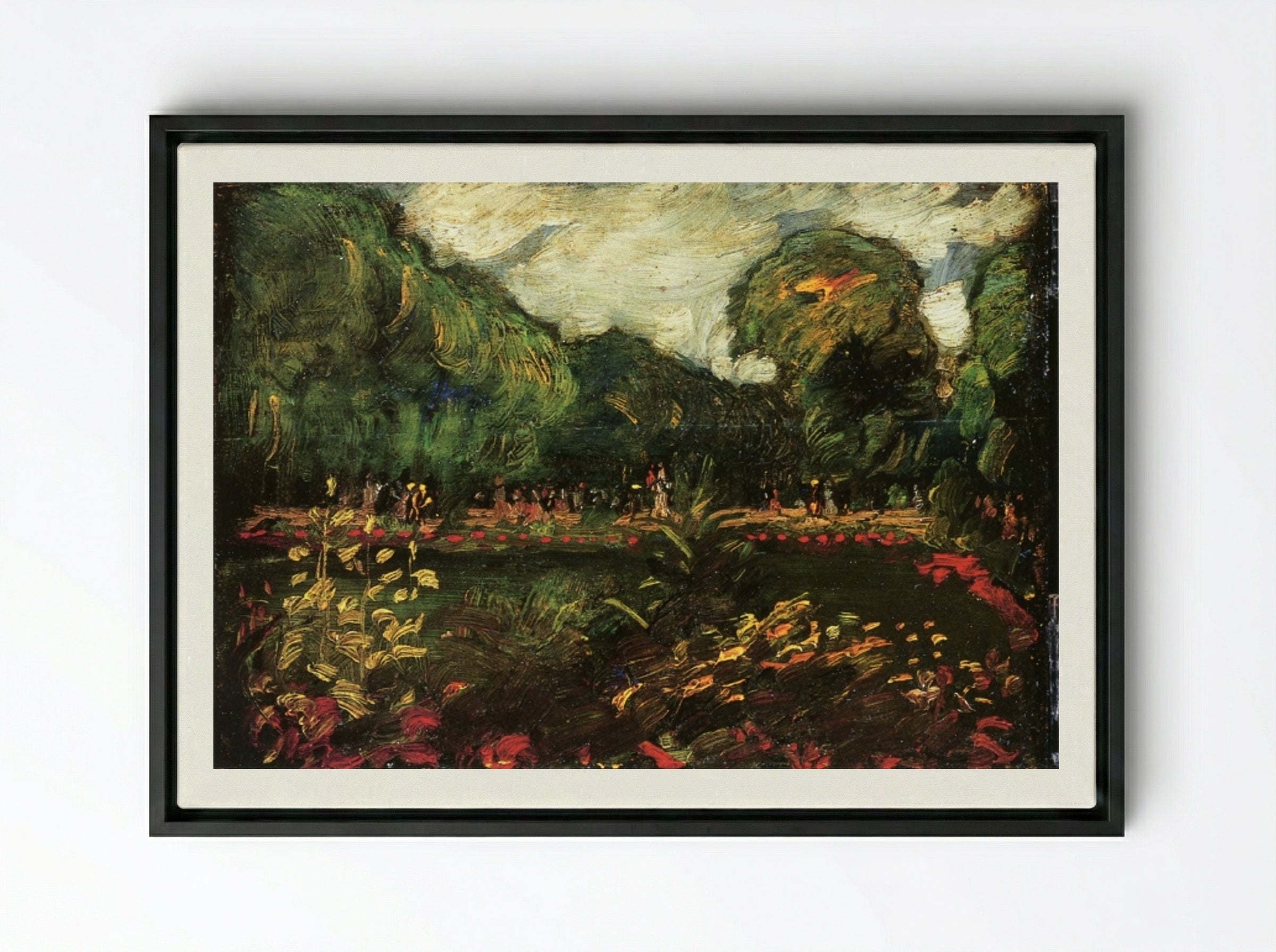 Main Entrance, Luxembourg Garden, Paris - George Luks - Framed Canvas Black