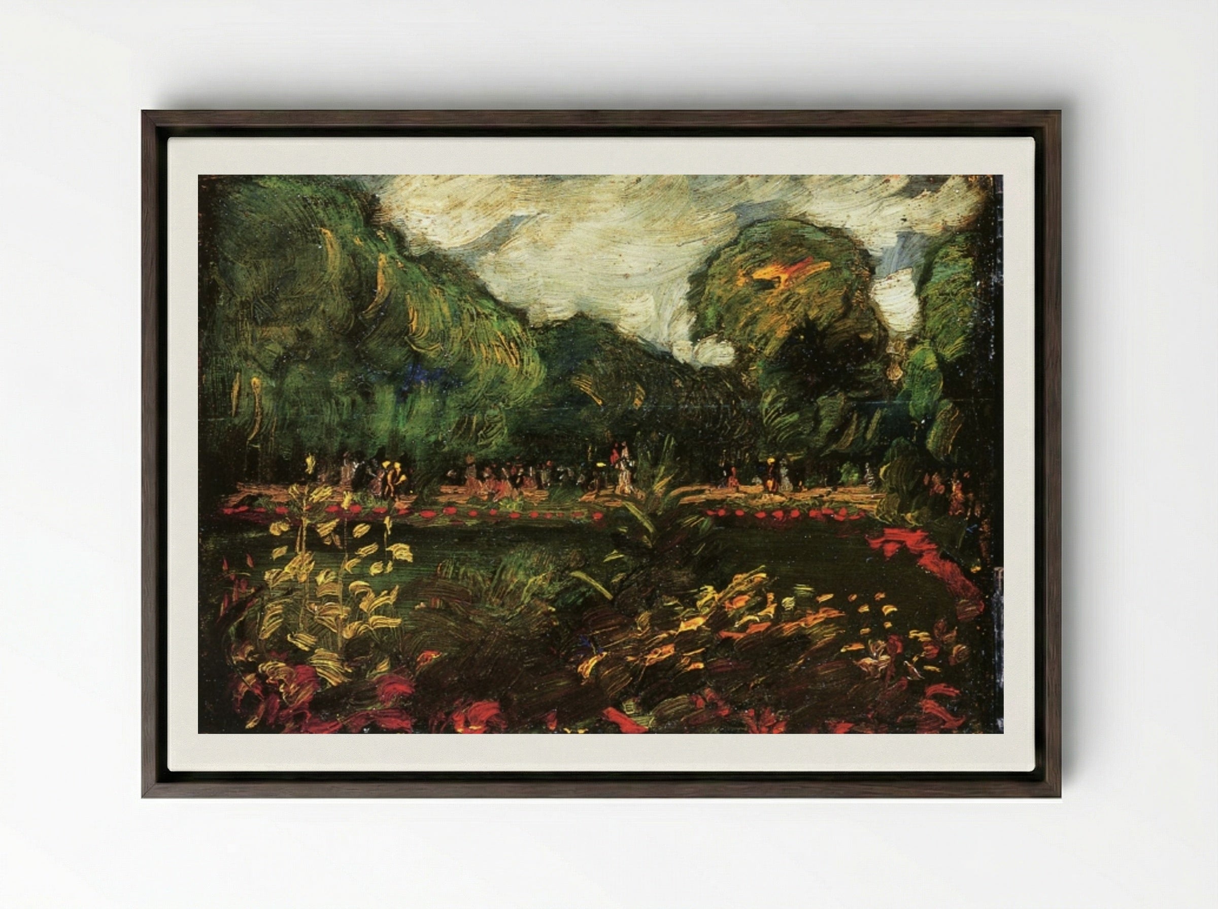 Main Entrance, Luxembourg Garden, Paris - George Luks - Framed Canvas Dark Wood