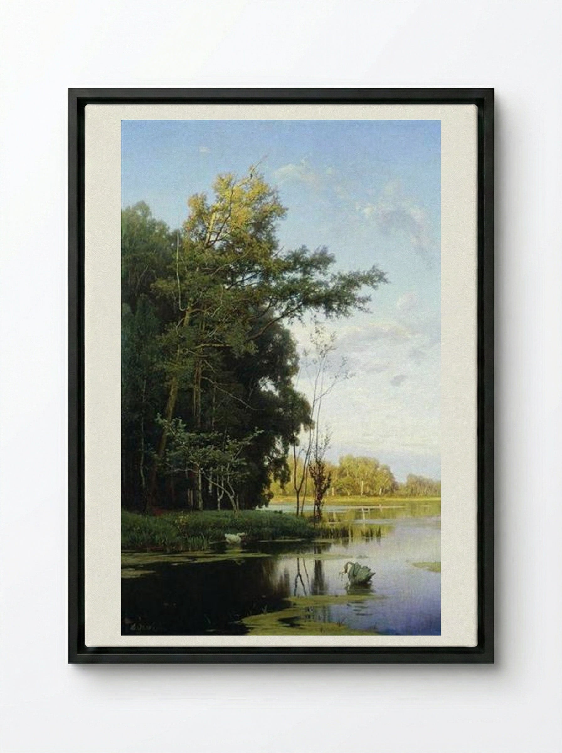 Lake in Gatchina Park - Volodymyr Orlovsky - Framed Canvas Black
