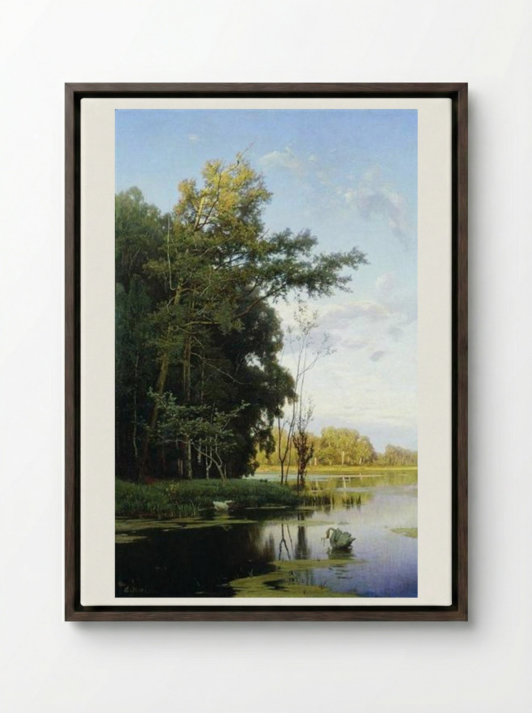Lake in Gatchina Park - Volodymyr Orlovsky - Framed Canvas Dark Wood