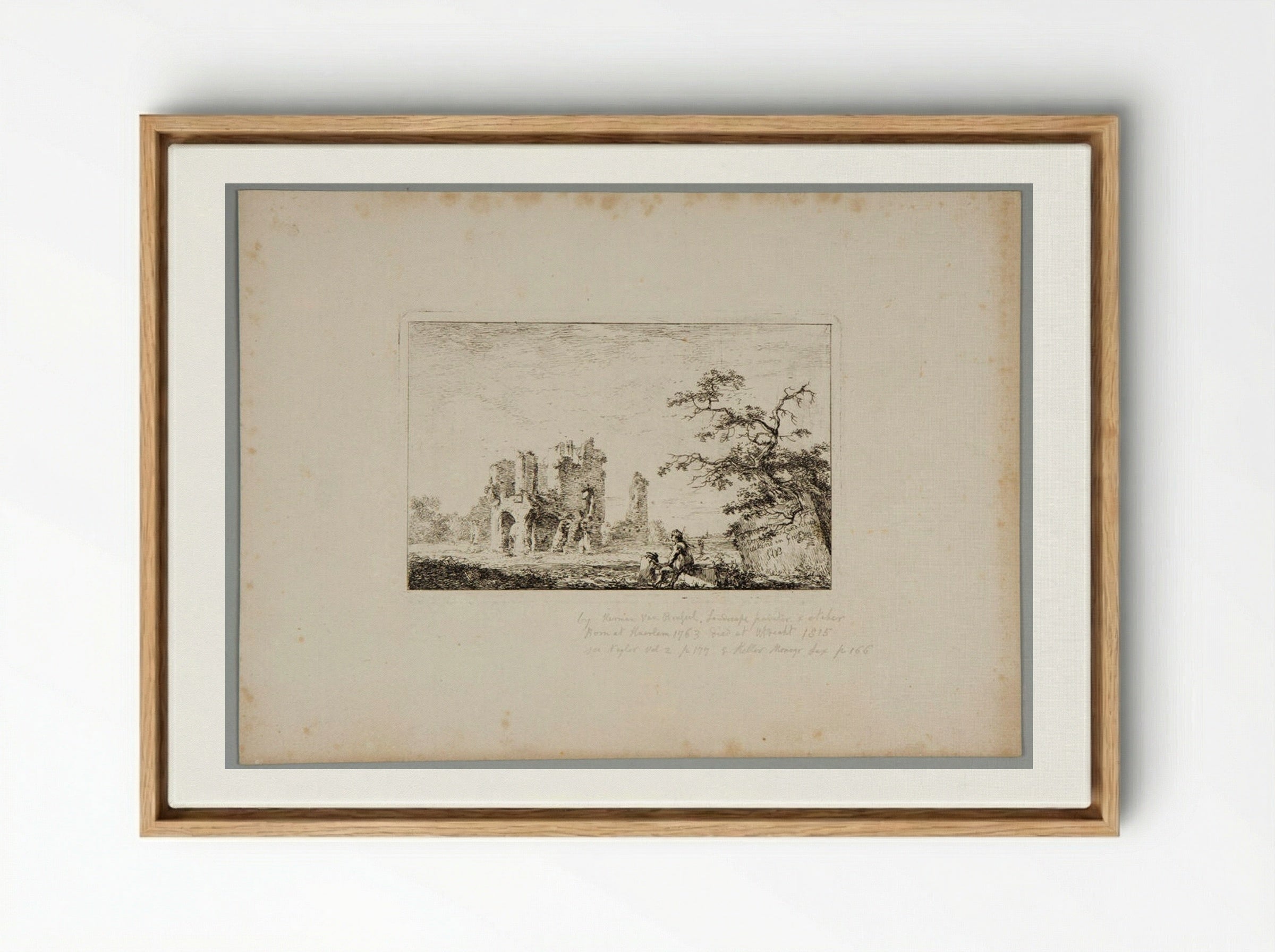 Untitled (Ruined Building with Figure) - Hermanus van Brussel - Framed Canvas Wood