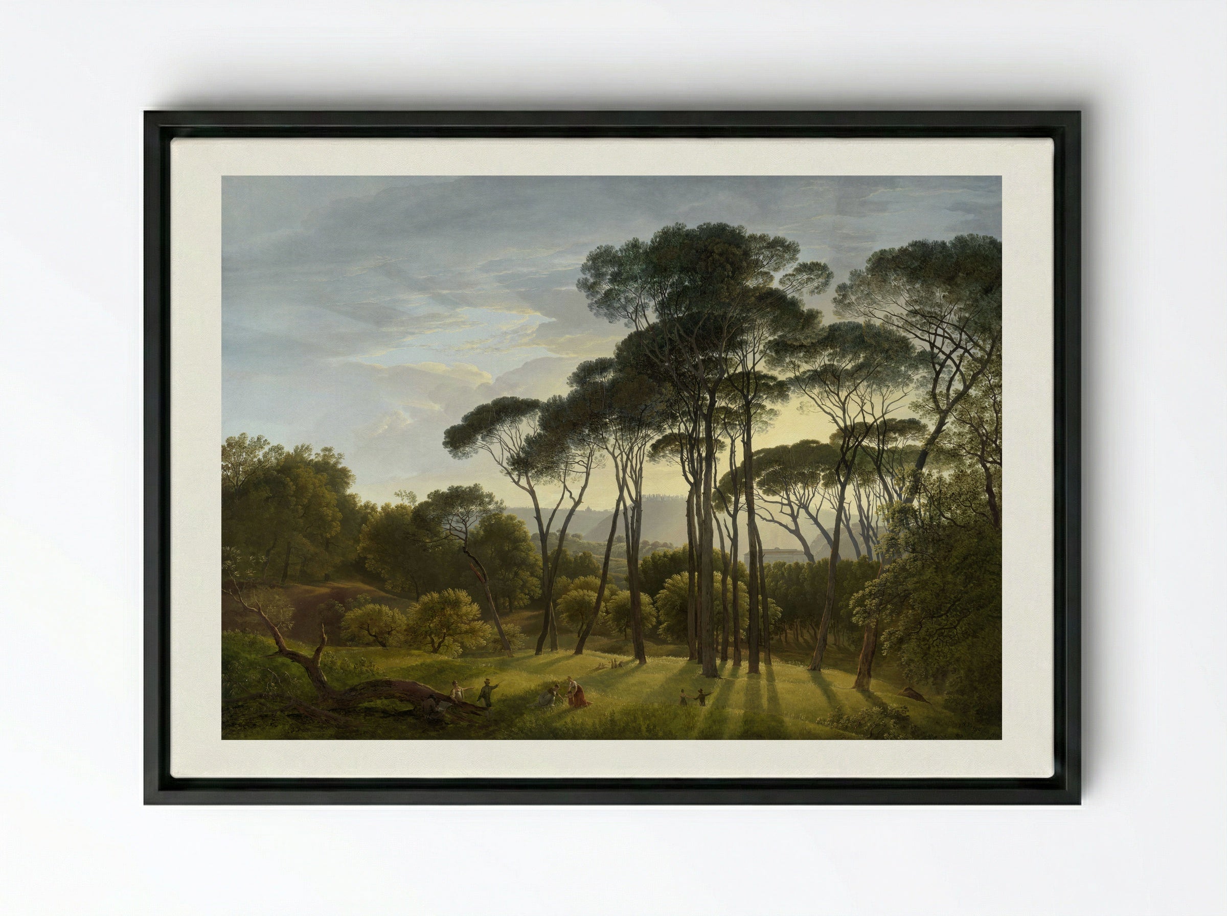 Italian Landscape with Umbrella Pines - Hendrik Voogd - Framed Canvas Black