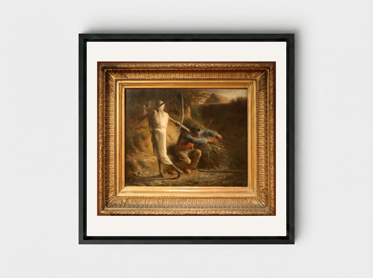 Death and the Woodcutter - Jean-François Millet - Framed Canvas Black