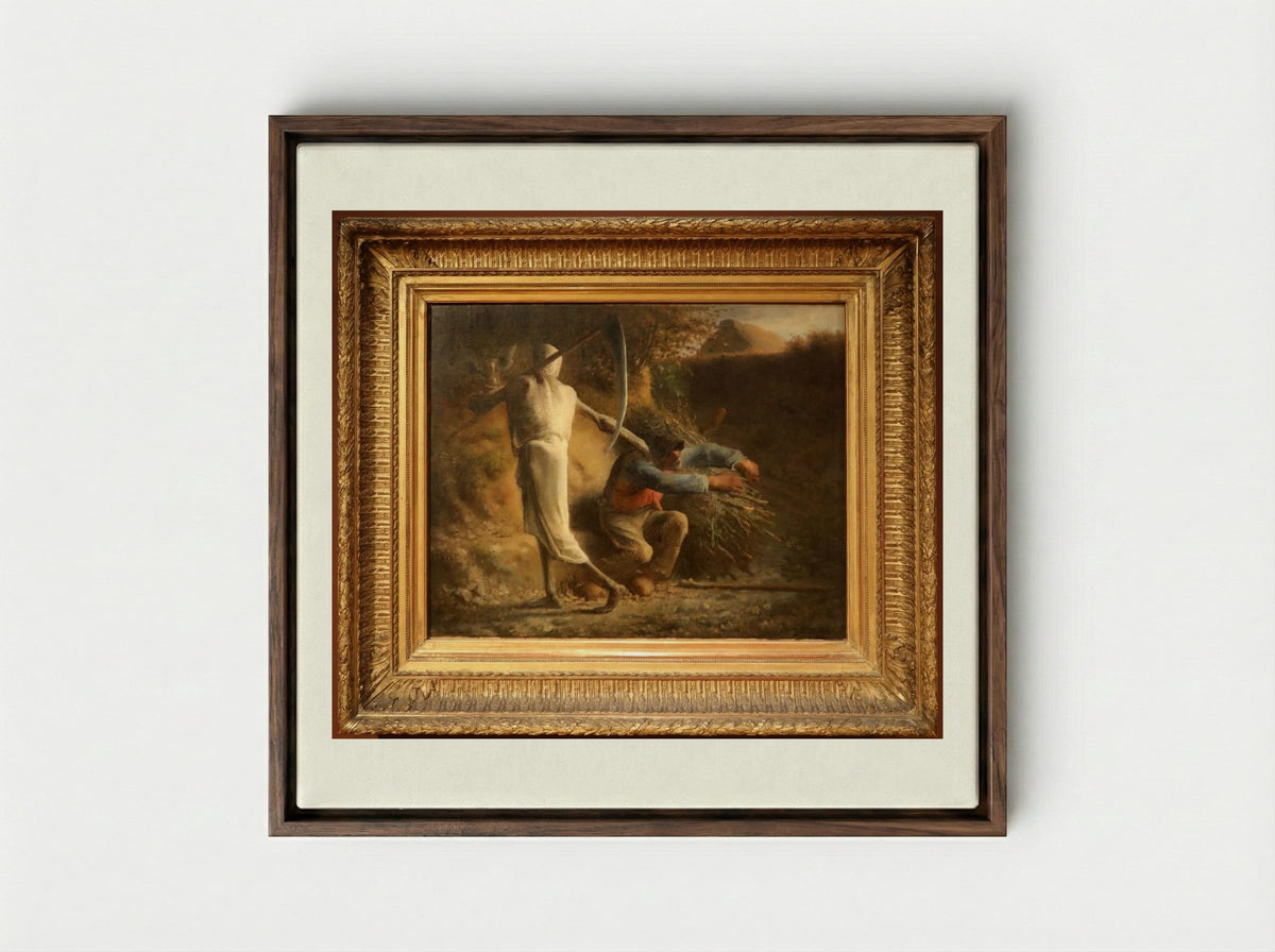 Death and the Woodcutter - Jean-François Millet - Framed Canvas Dark Wood