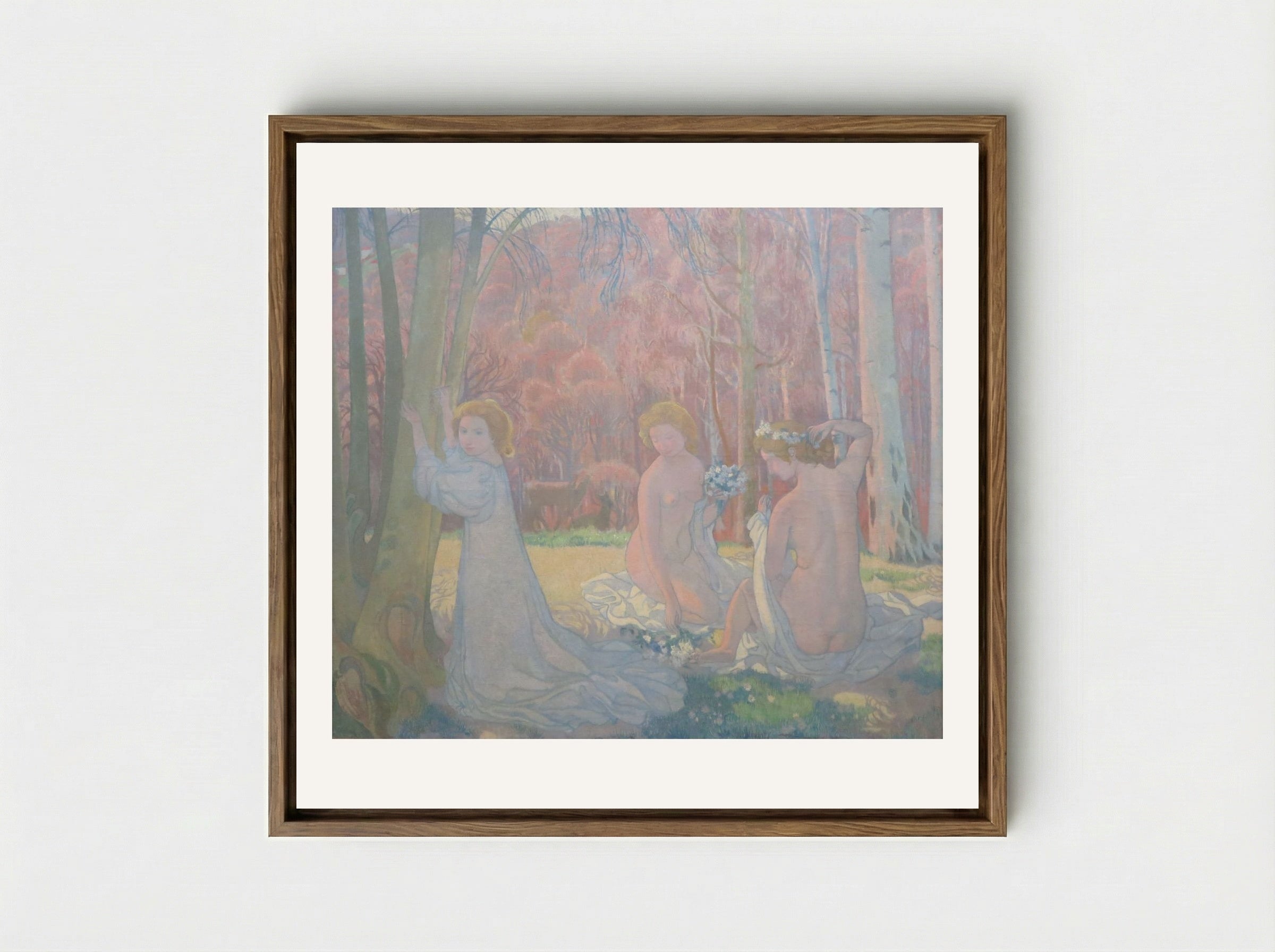 Figures In A Spring Landscape - Maurice Denis - Framed Canvas Wood
