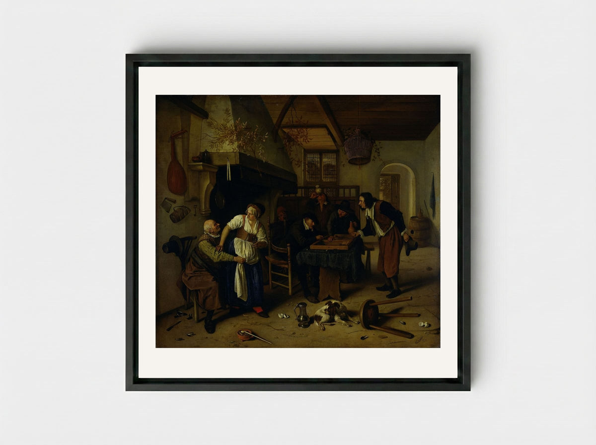 Tric Trac Players - Jan Steen - Framed Canvas Black