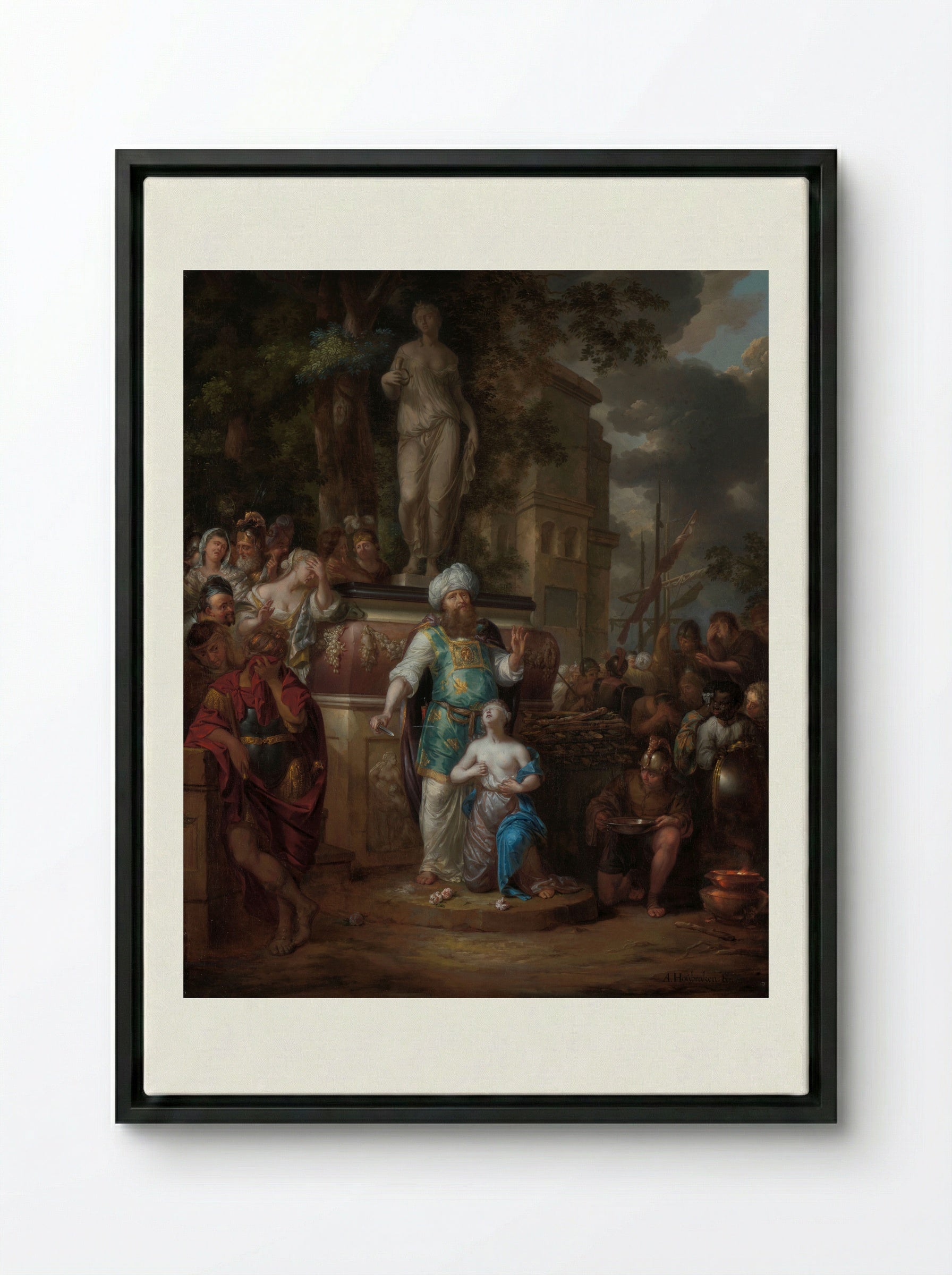 The Sacrifice of Iphigenia - Arnold Houbraken - Framed Canvas Black