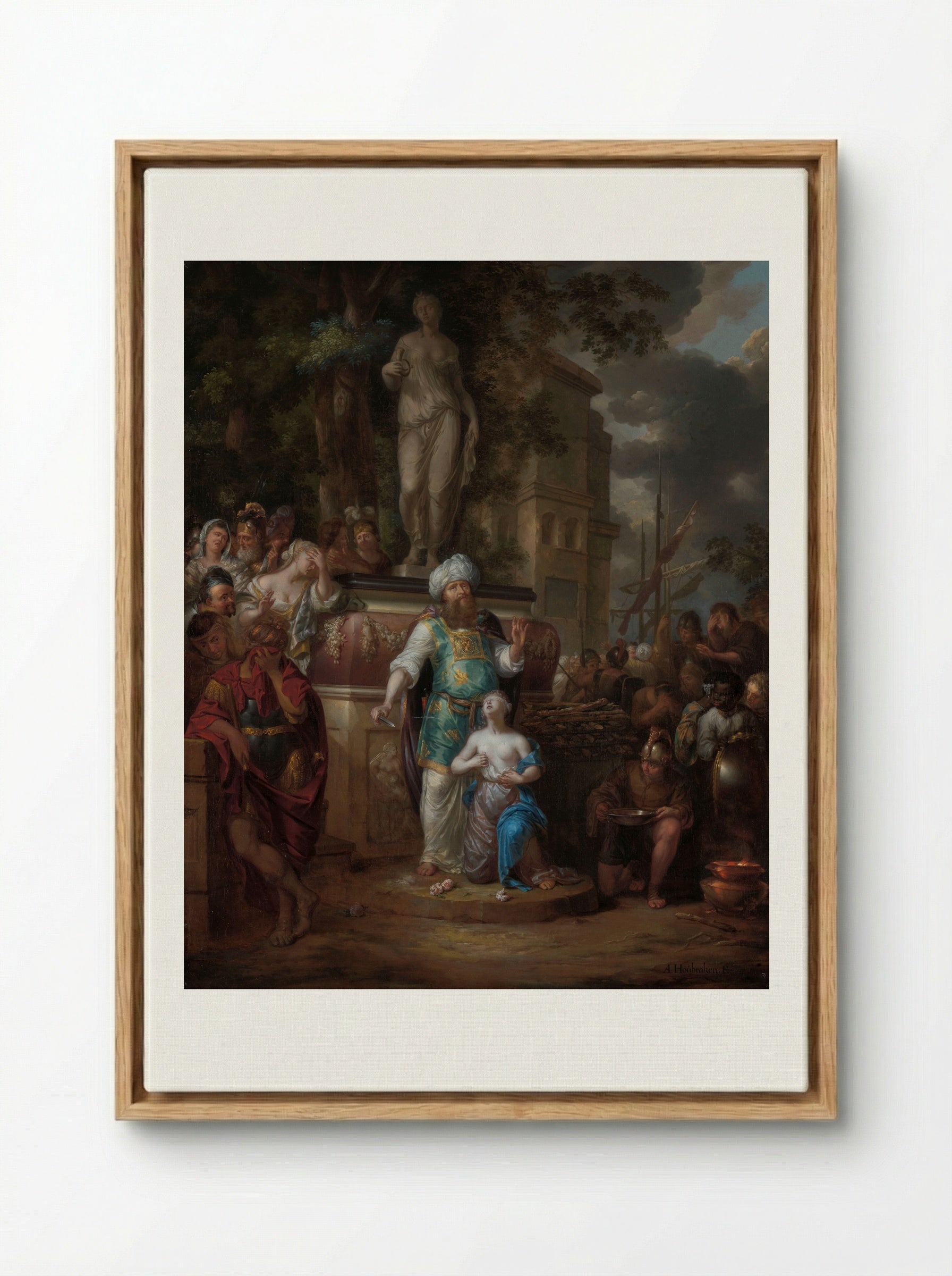 The Sacrifice of Iphigenia - Arnold Houbraken - Framed Canvas Wood