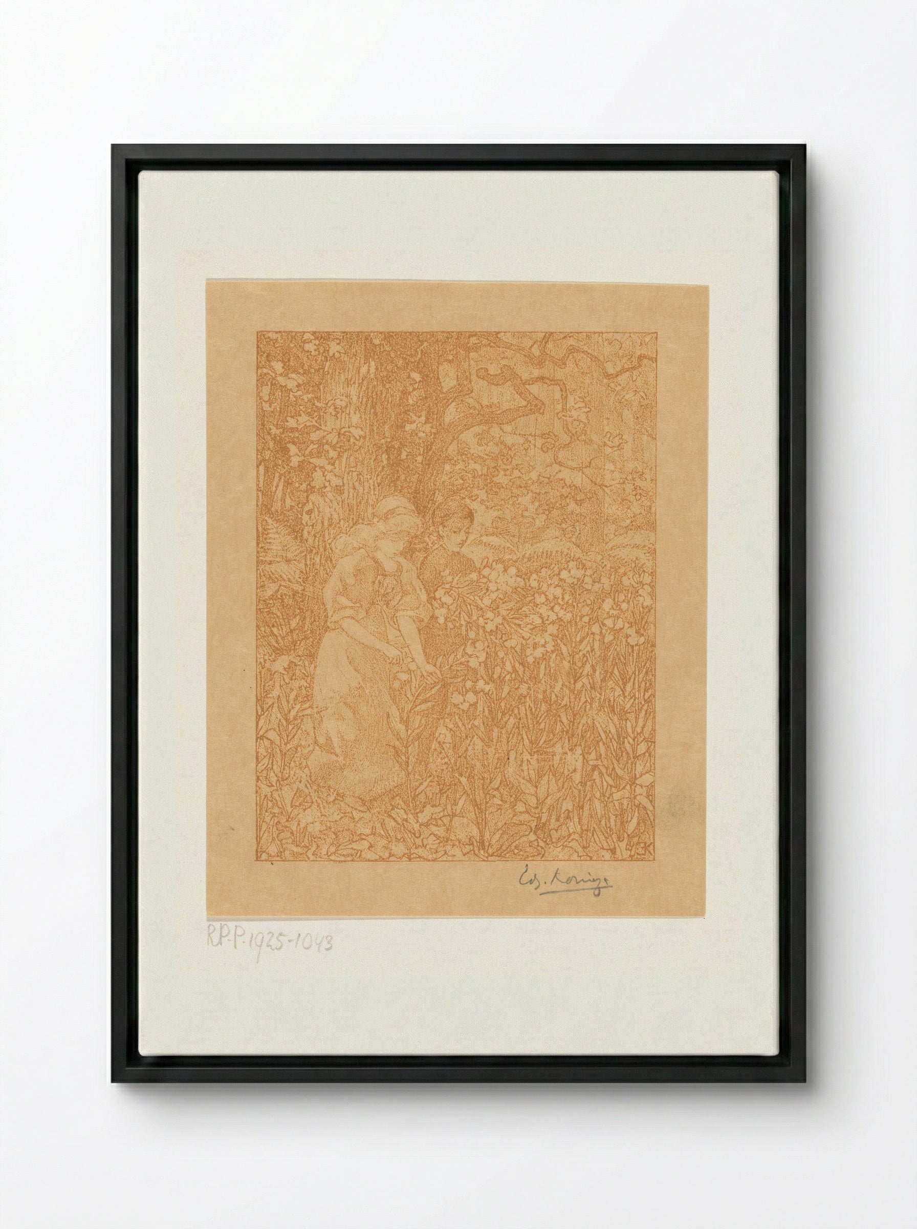 Johannes en Robinetta in een veld met bloemen - Edzard Koning - Framed Canvas Black