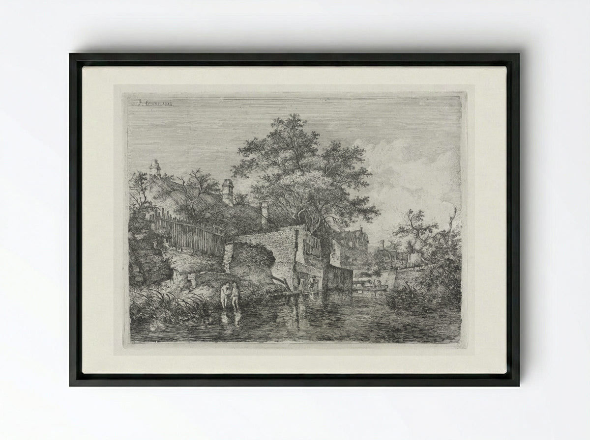 Front of the New Mills - John Crome - Framed Canvas Black