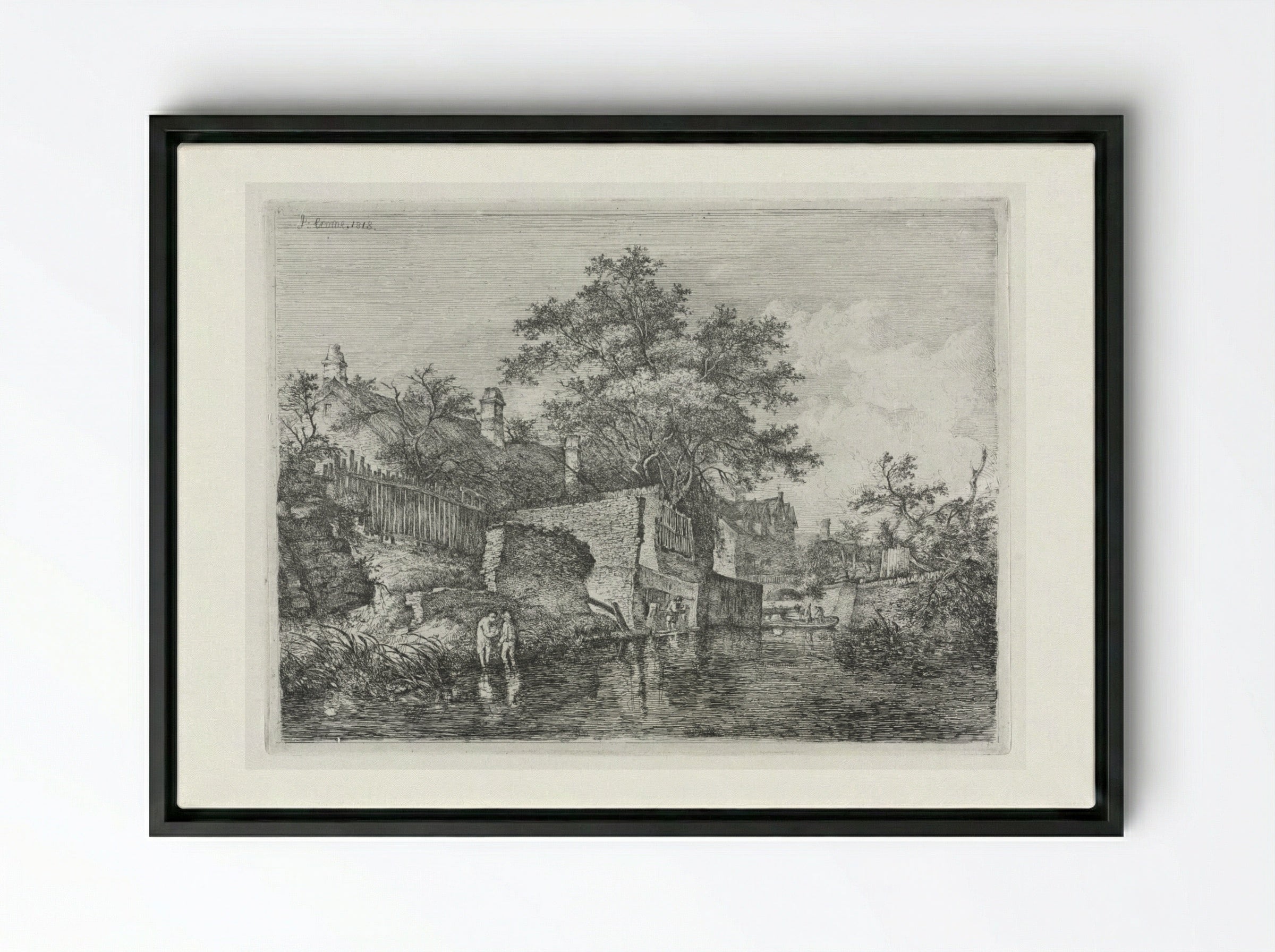 Front of the New Mills - John Crome - Framed Canvas Black