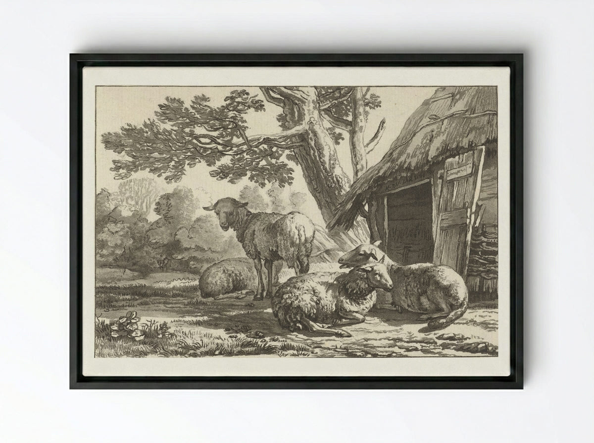 Schaapskooi (Sheepfold) - Cornelis Brouwer - Framed Canvas Black