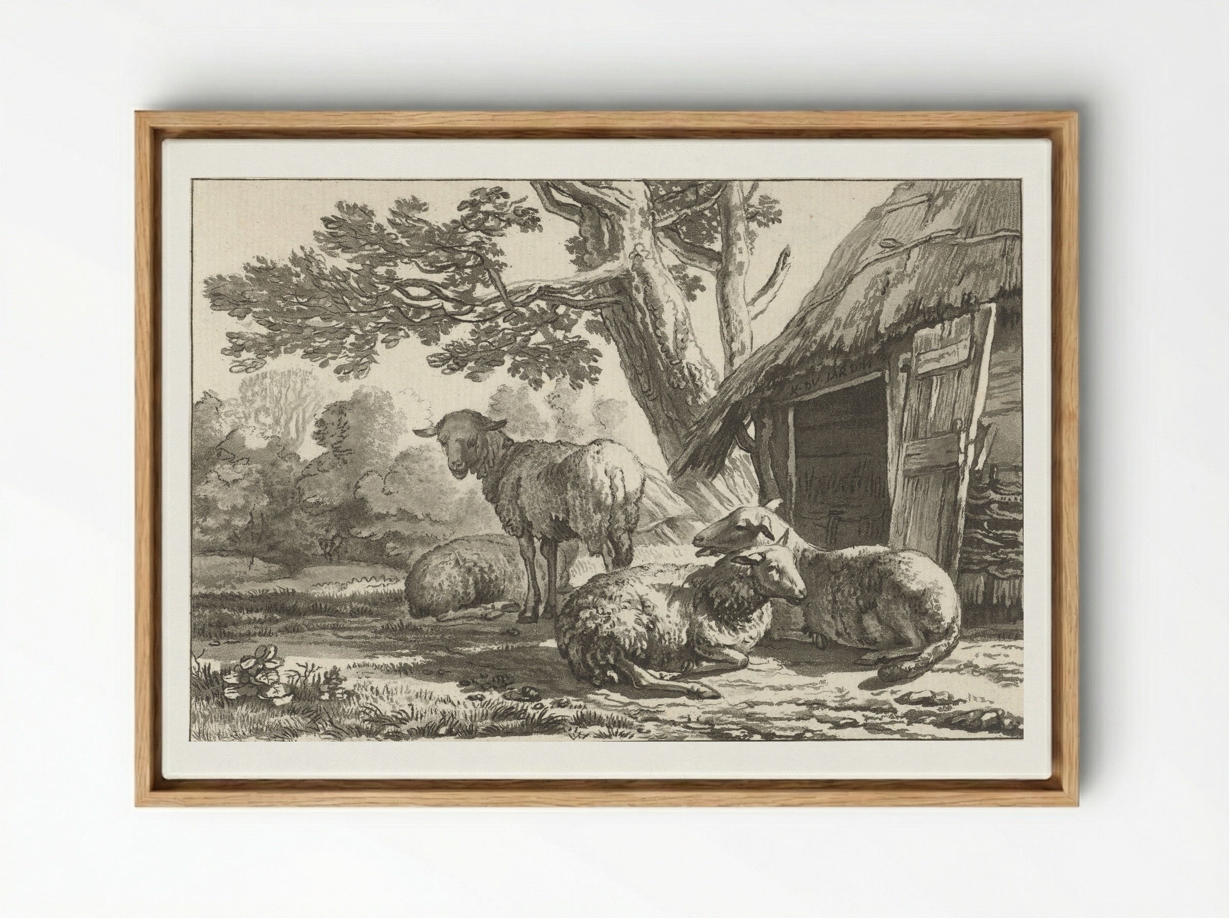 Schaapskooi (Sheepfold) - Cornelis Brouwer - Framed Canvas Wood