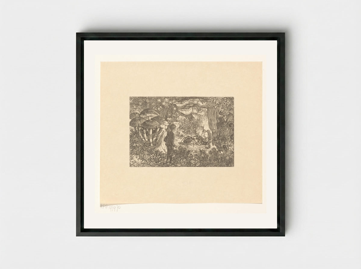 Johannes en Windekind op bezoek bij de kabouter Wistik - Edzard Koning - Framed Canvas Black