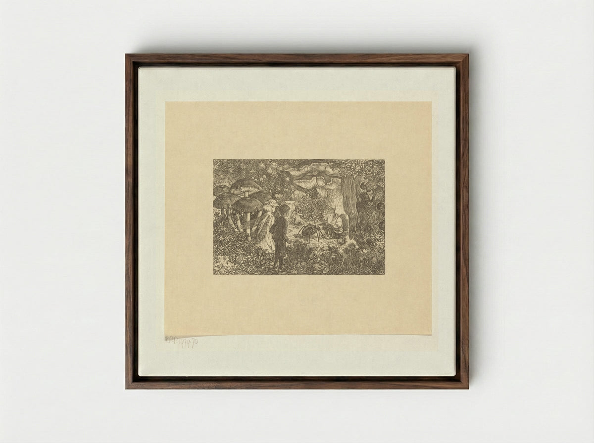 Johannes en Windekind op bezoek bij de kabouter Wistik - Edzard Koning - Framed Canvas Dark Wood