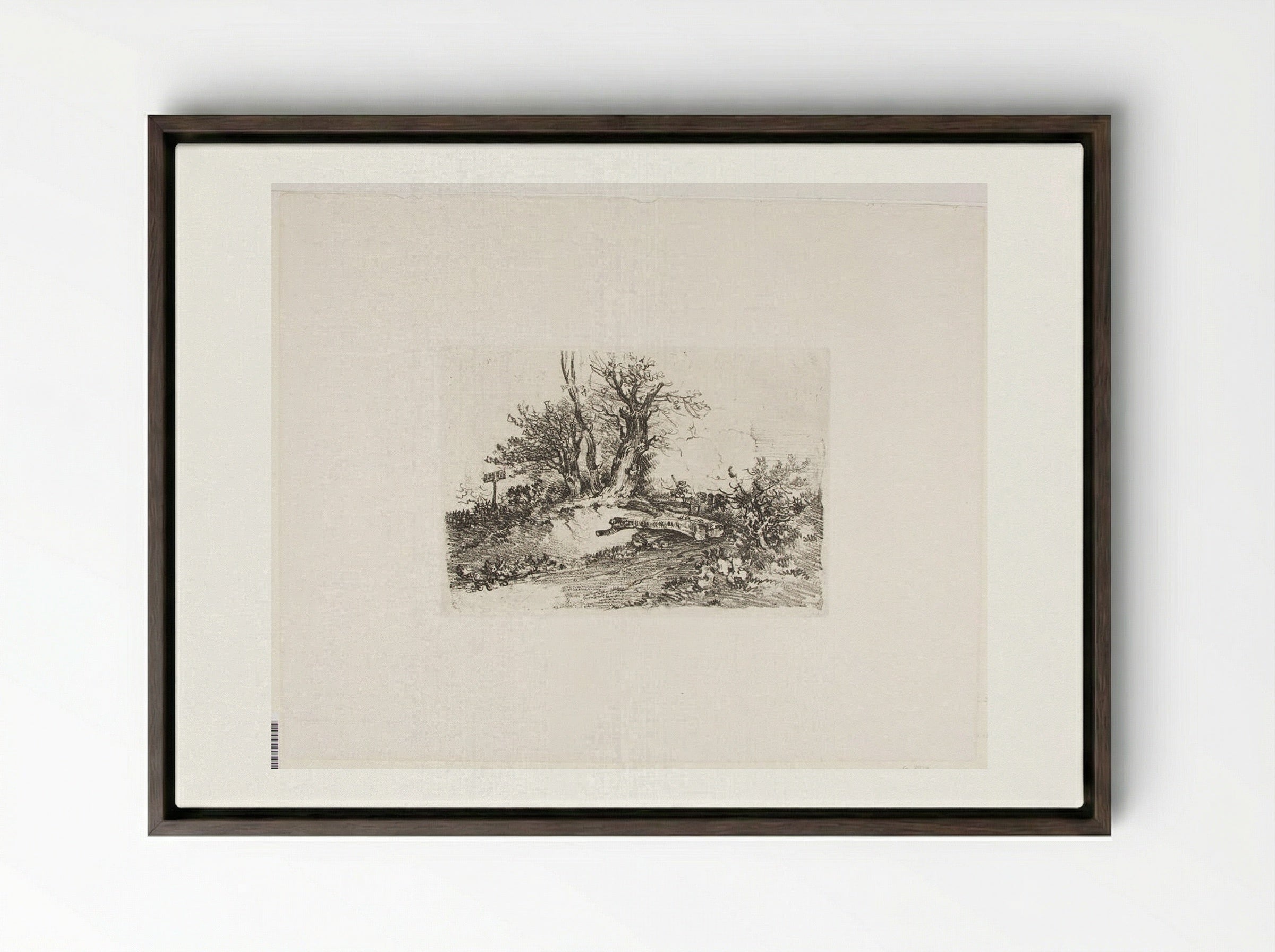 Trees on a Bank - John Crome - Framed Canvas Dark Wood