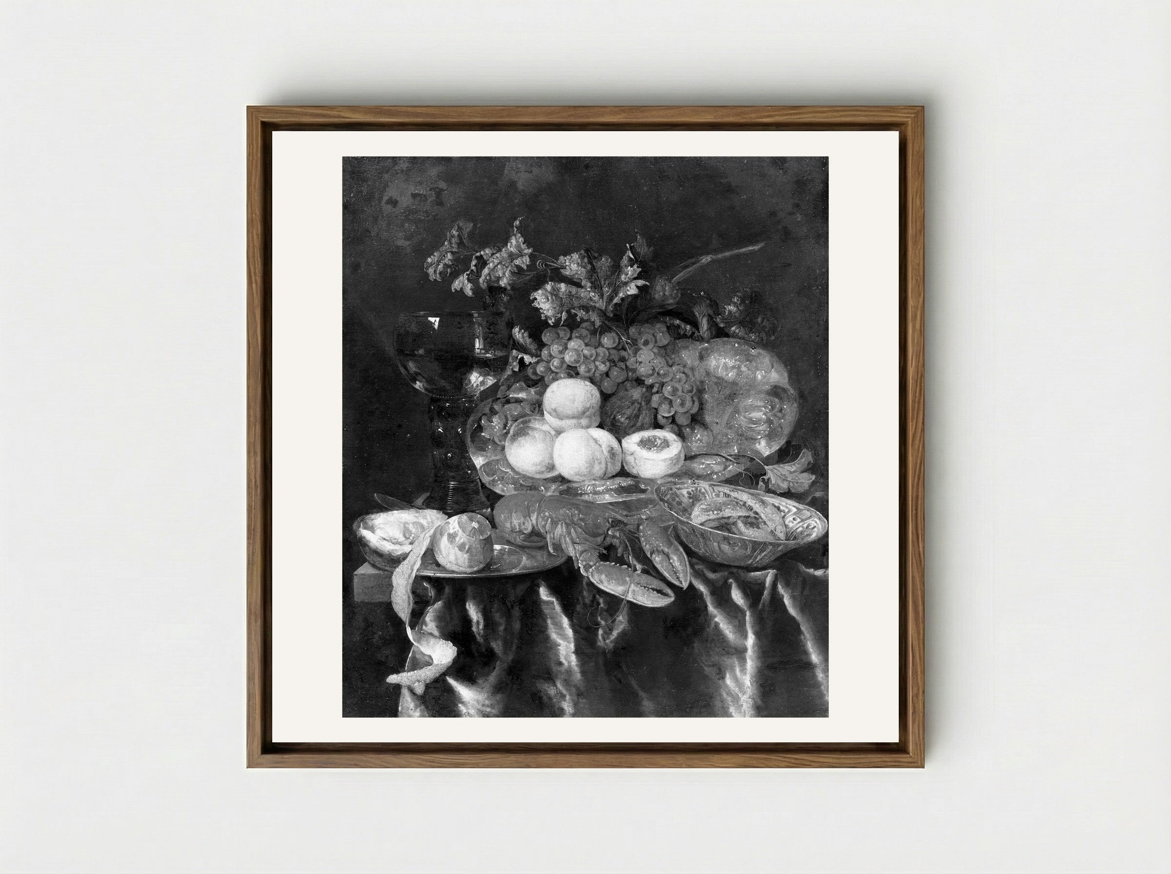 Still Life with Lobster and Fruit - Abraham van Beyeren - Framed Canvas Wood