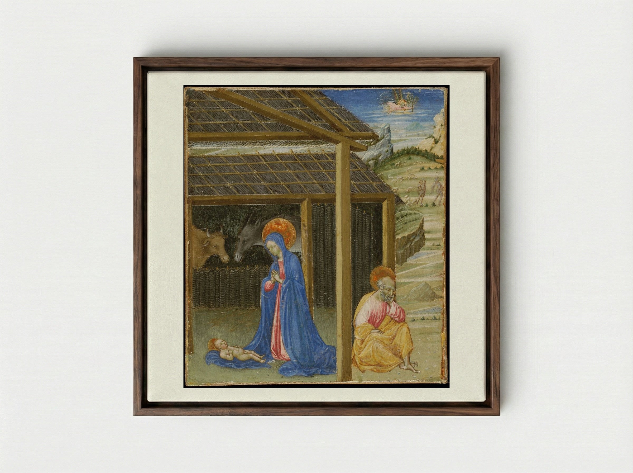 The Nativity - Giovanni di Paolo - Framed Canvas Dark Wood