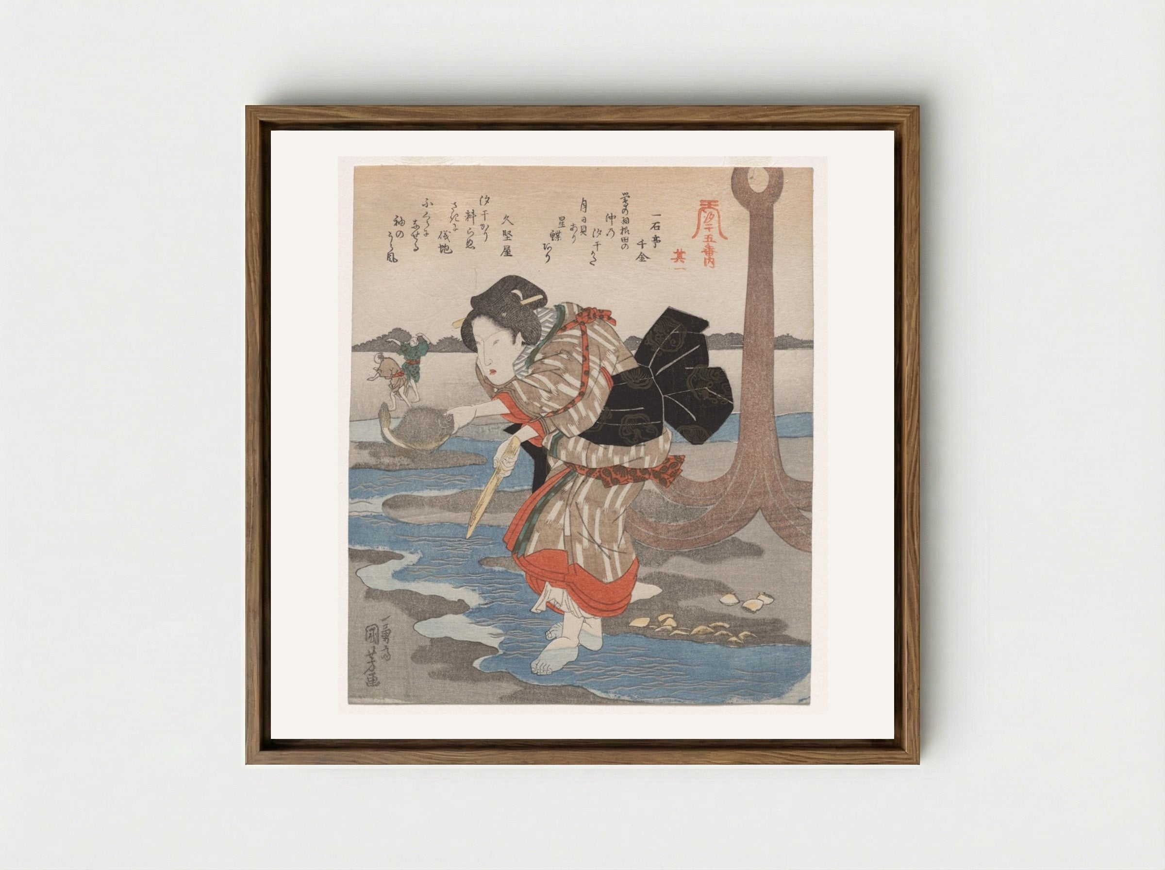 First Print from A Low Tide Pentaptych - Utagawa Kuniyoshi - Framed Canvas Wood