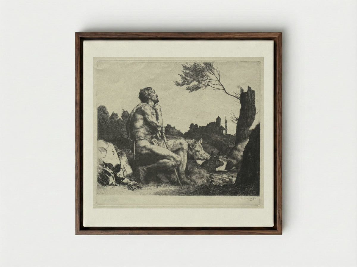 The Prodigal Son - William Strang - Framed Canvas Dark Wood
