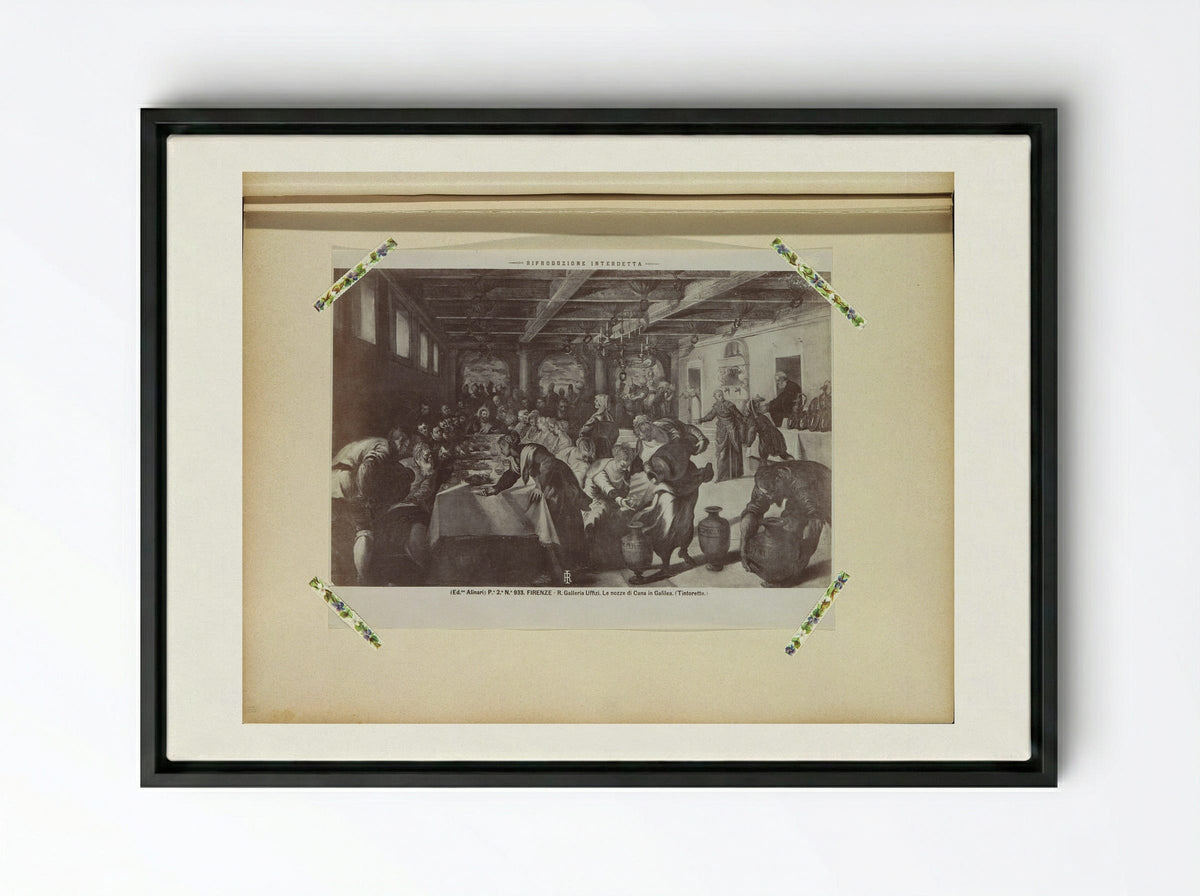 The Wedding Feast at Cana (After Tintoretto) - Fratelli Alinari - Framed Canvas Black