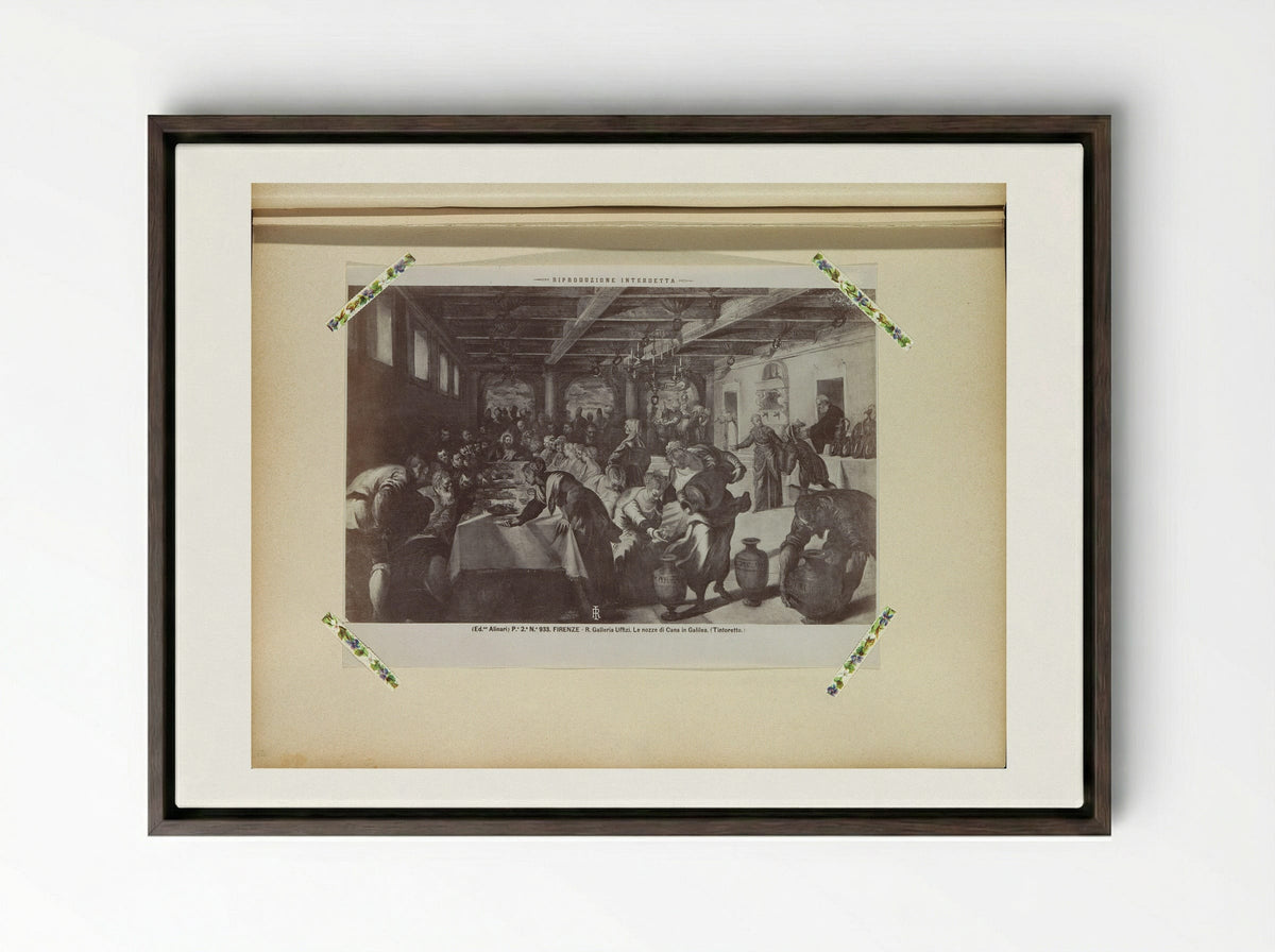 The Wedding Feast at Cana (After Tintoretto) - Fratelli Alinari - Framed Canvas Dark Wood