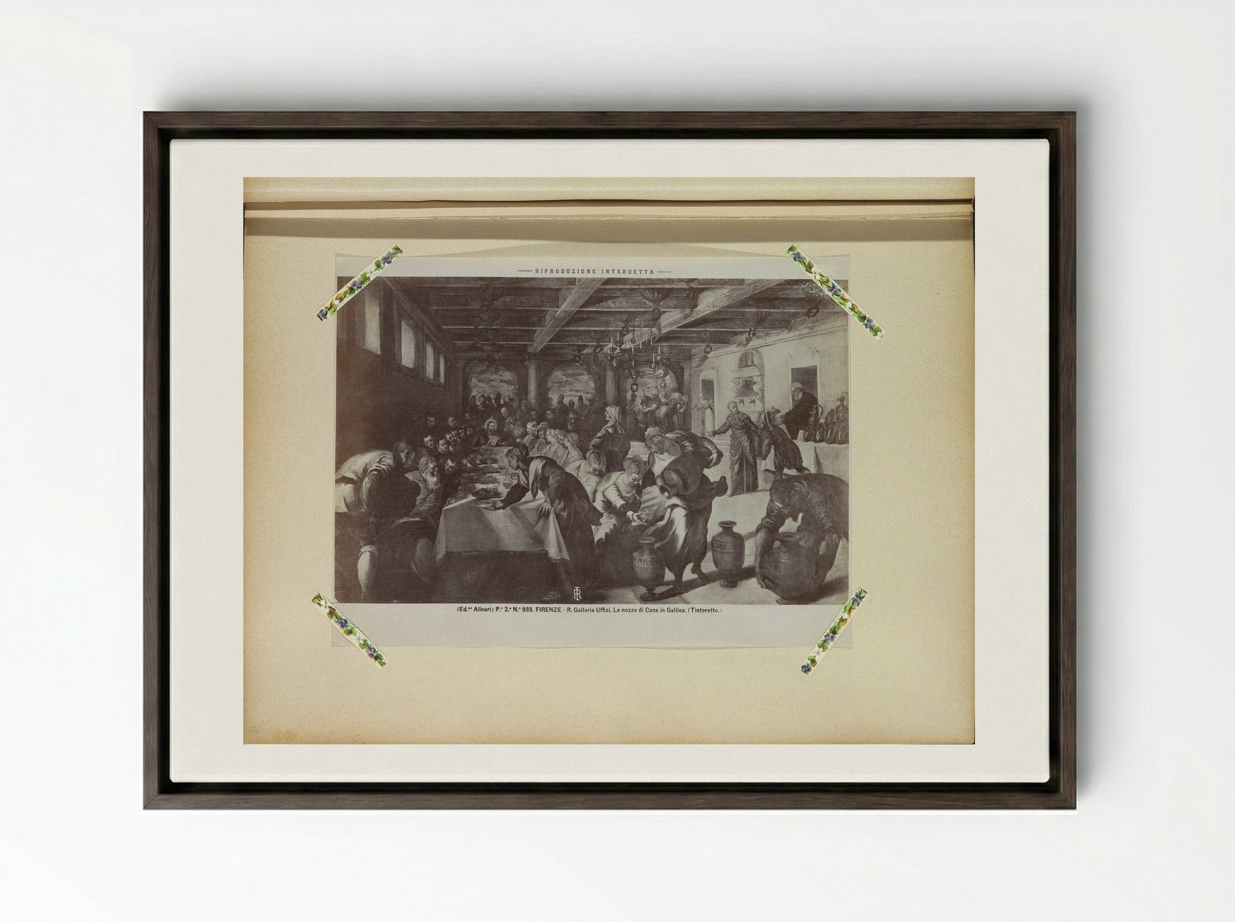 The Wedding Feast at Cana (After Tintoretto) - Fratelli Alinari - Framed Canvas Dark Wood