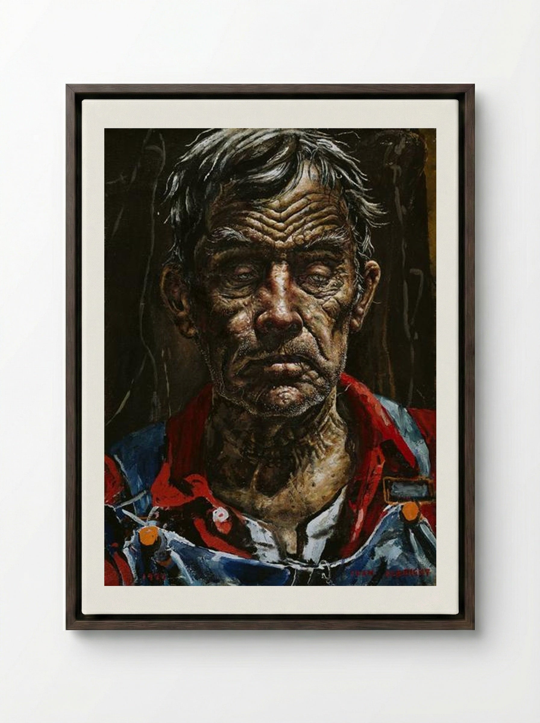 A Face from Georgia - Ivan Albright - Framed Canvas Dark Wood