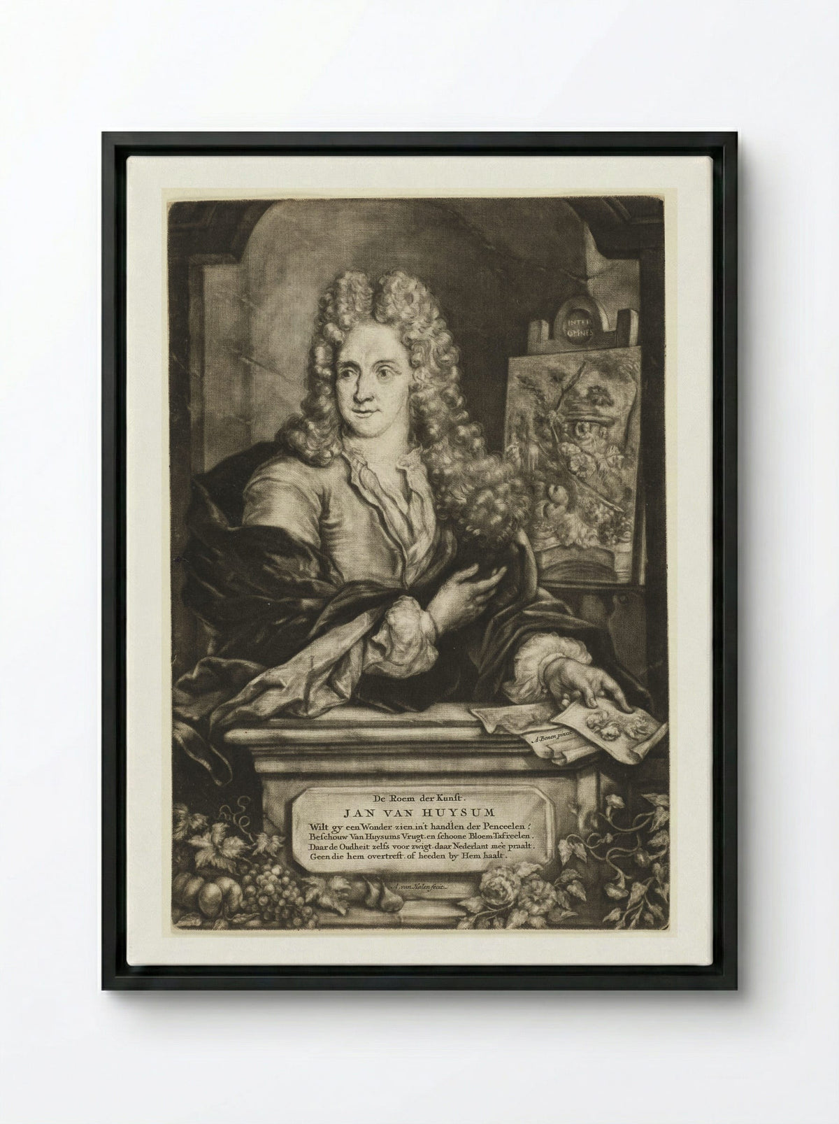 Portrait of Jan van Huysum - Arnoud van Halen - Framed Canvas Black