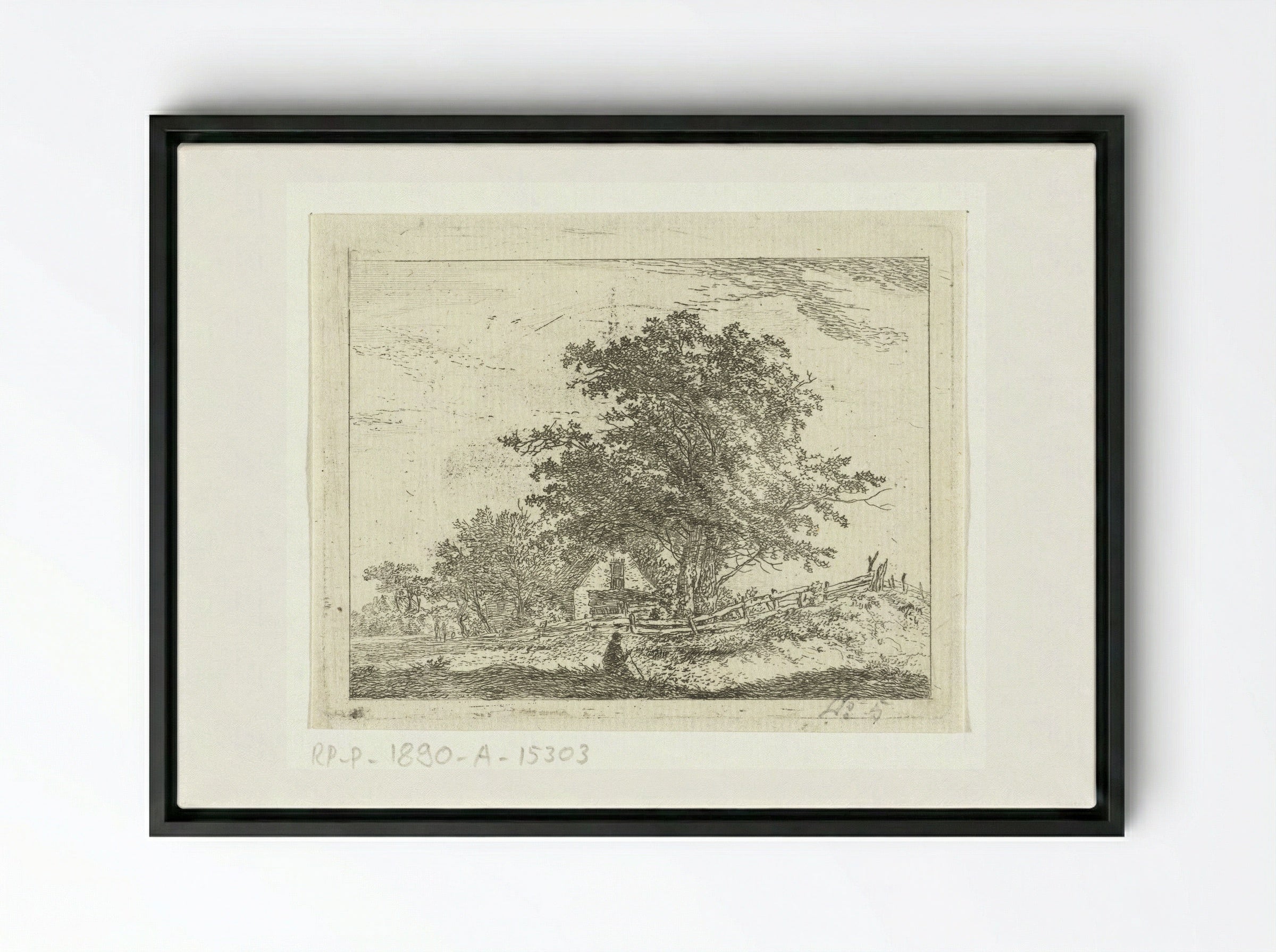 Landschap met rustende wandelaars - Hermanus van Brussel - Framed Canvas Black
