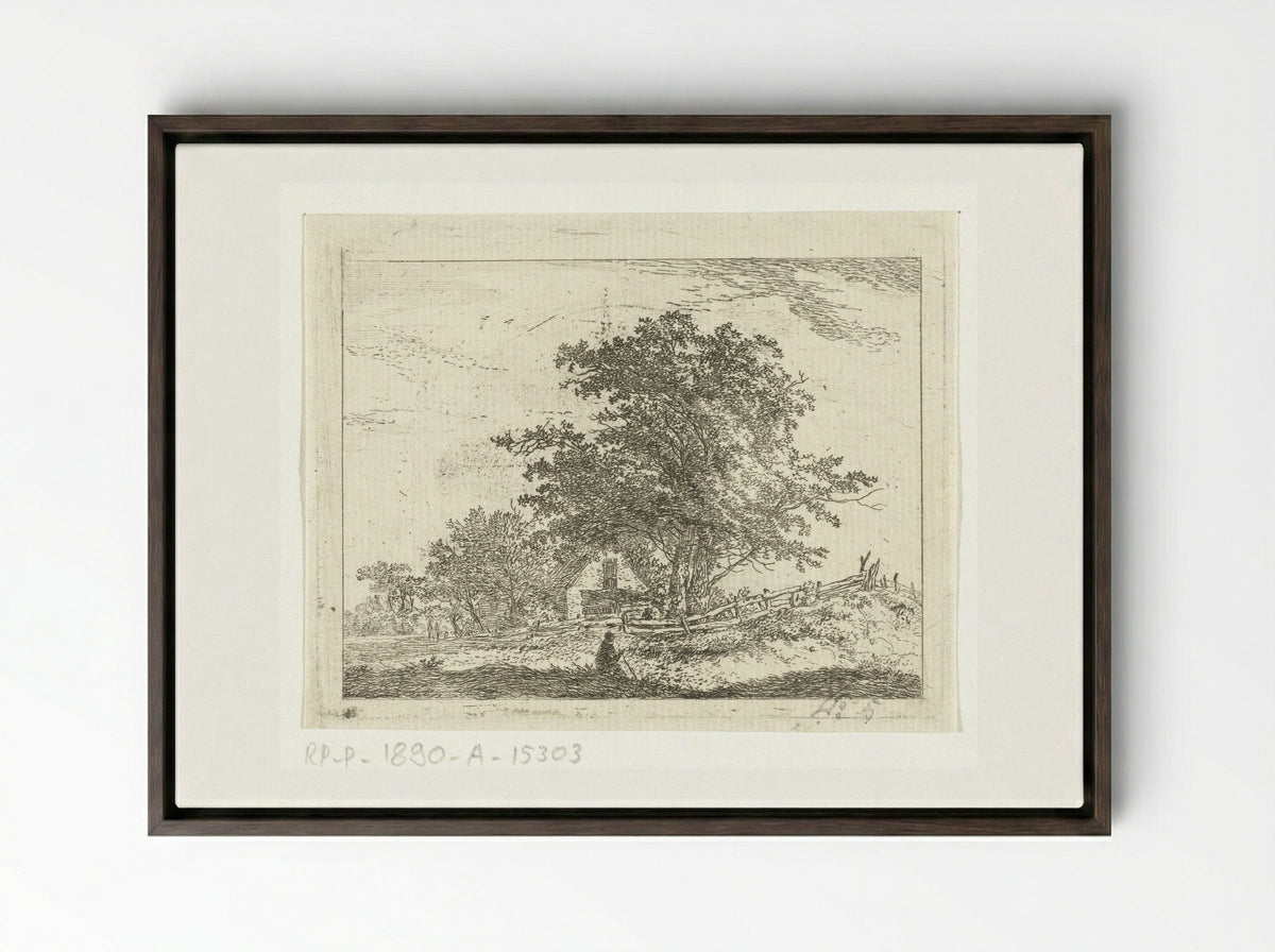 Landschap met rustende wandelaars - Hermanus van Brussel - Framed Canvas Dark Wood