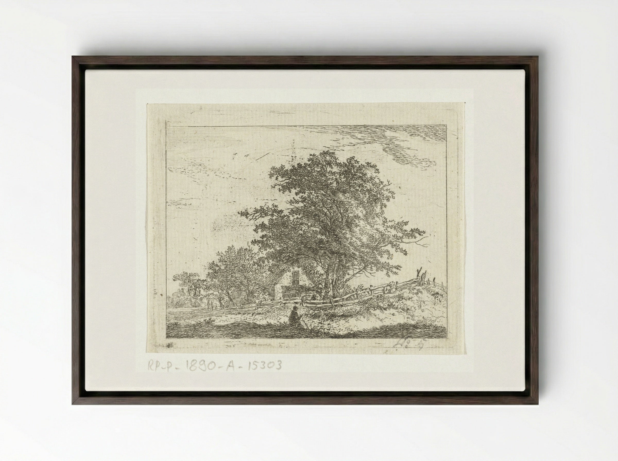 Landschap met rustende wandelaars - Hermanus van Brussel - Framed Canvas Dark Wood