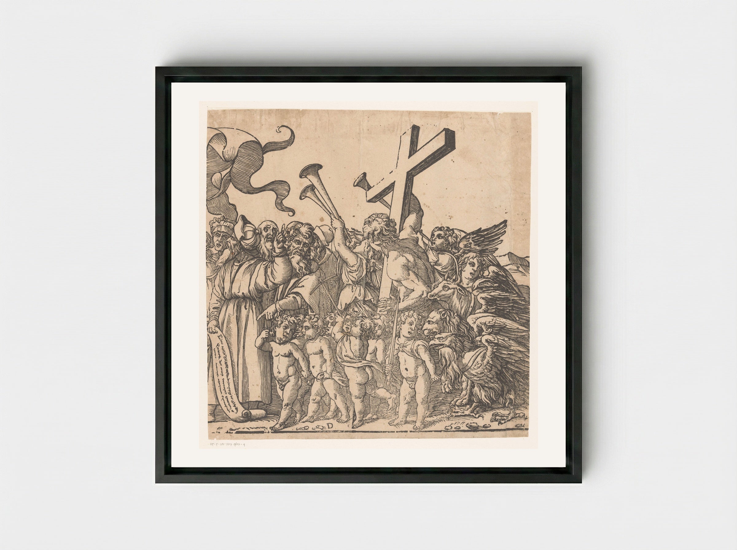 Triomf van Christus (vierde deel) - Andrea Andreani - Framed Canvas Black