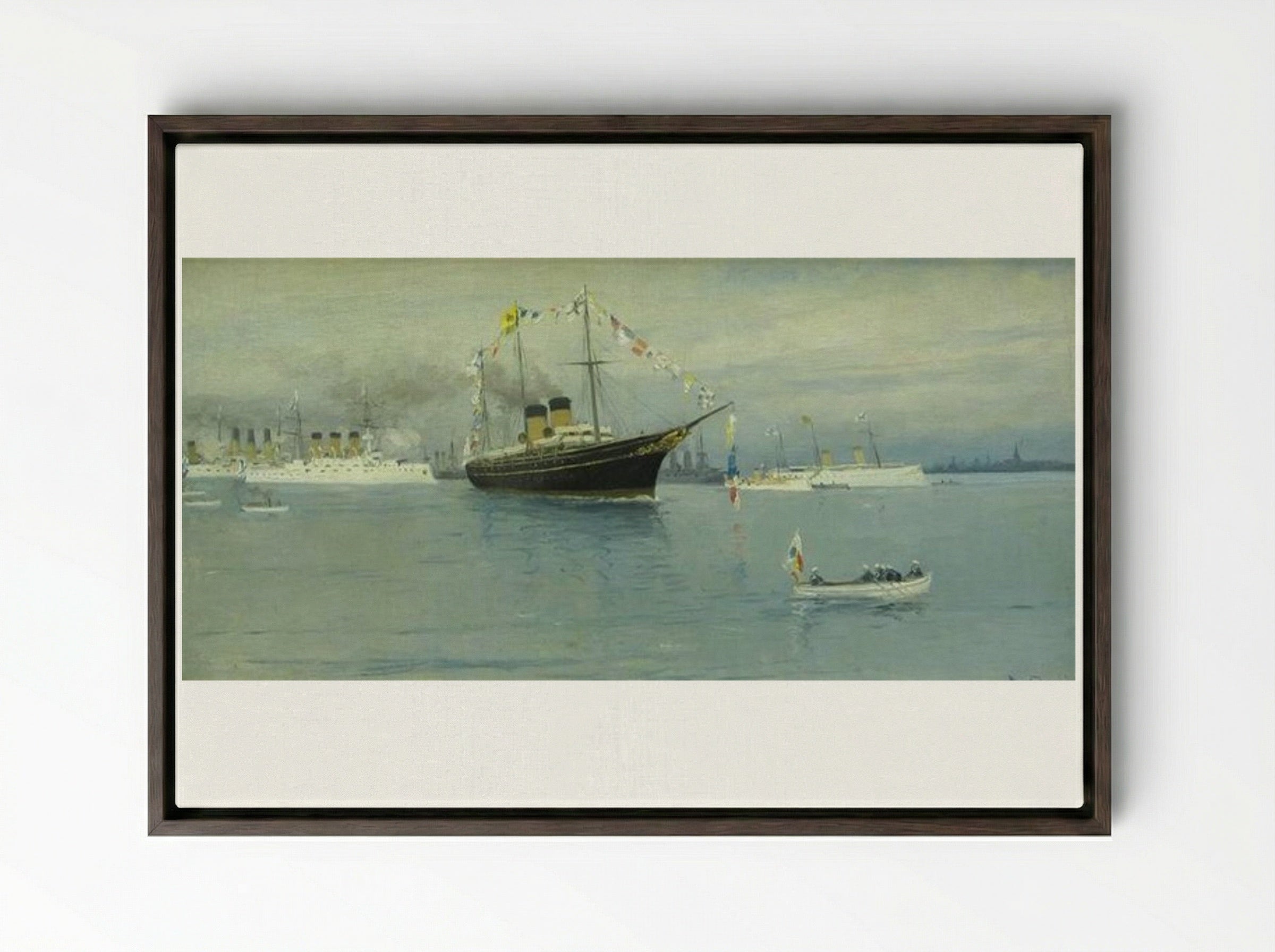 Parade of the Navy. Imperial yacht Standart. - Ivan Vladimirov - Framed Canvas Dark Wood