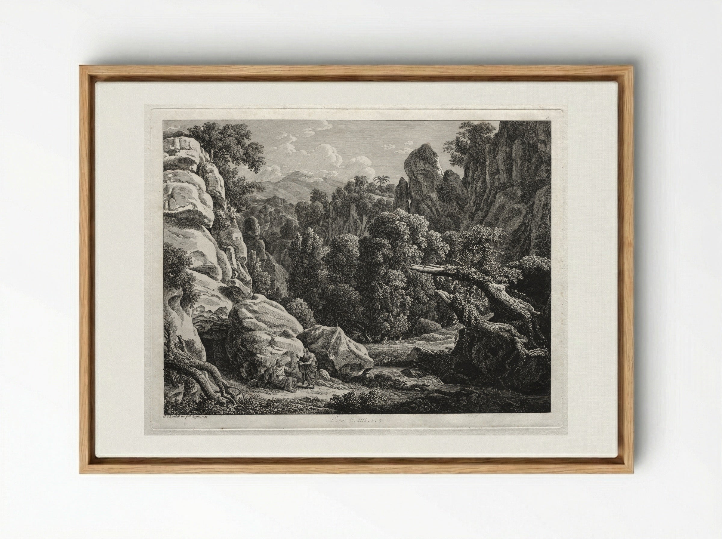 Heroic Landscape: The Satyr and the Nymph - Johann Christian Reinhart - Framed Canvas Wood