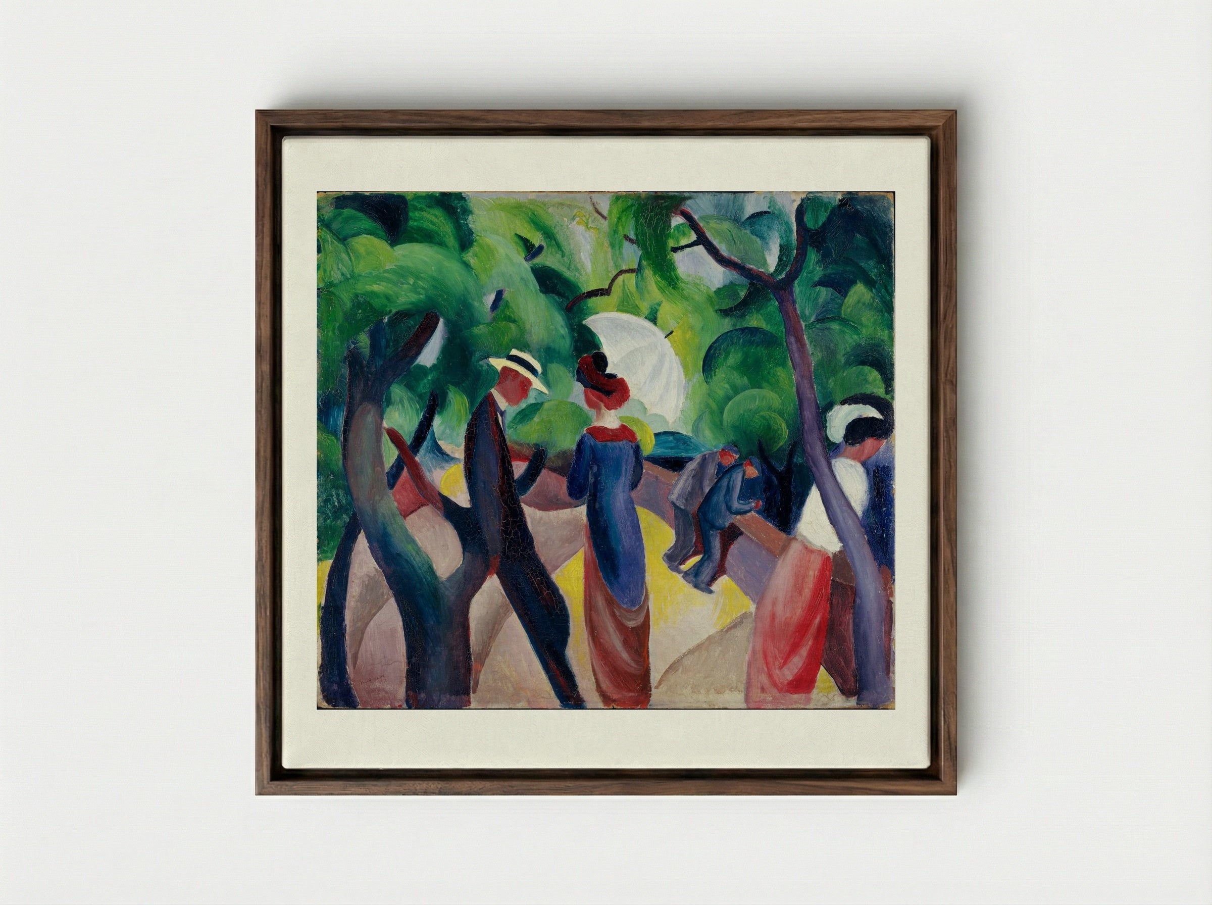 Promenade - August Macke - Framed Canvas Dark Wood