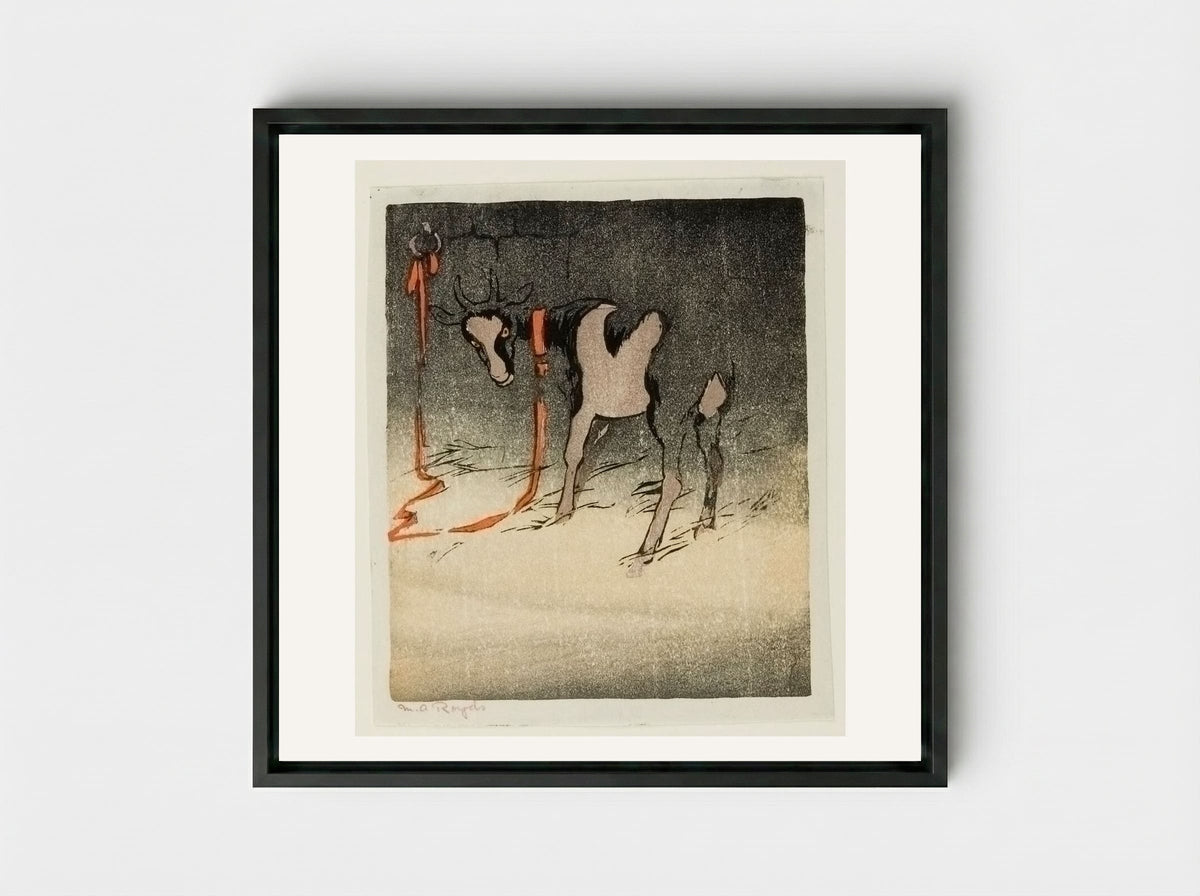 The Red Tether - Mabel Royds - Framed Canvas Black