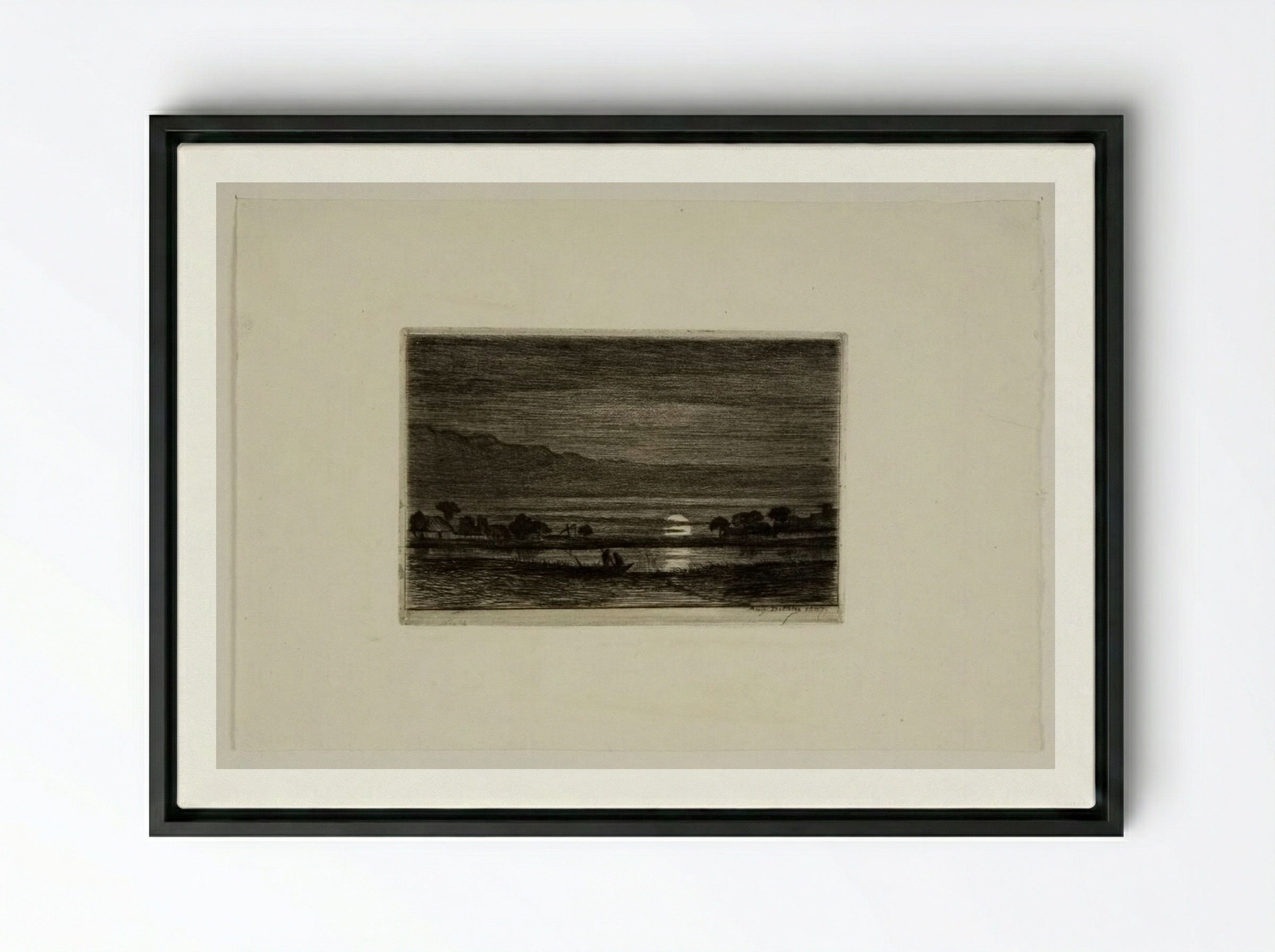 Landscape by Moonlight - Auguste Delâtre - Framed Canvas Black