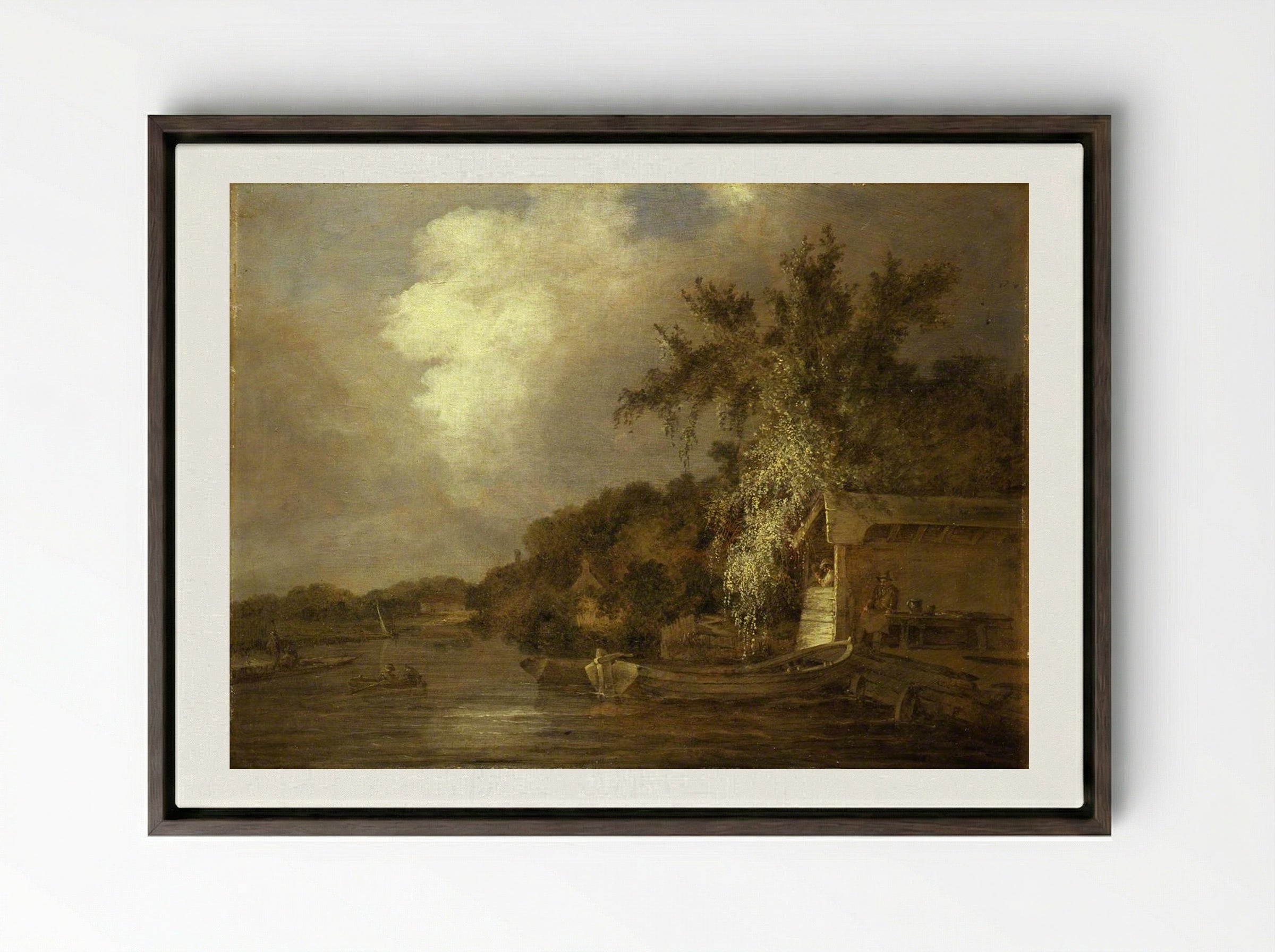 The Yare at Thorpe, Norwich - John Crome - Framed Canvas Dark Wood