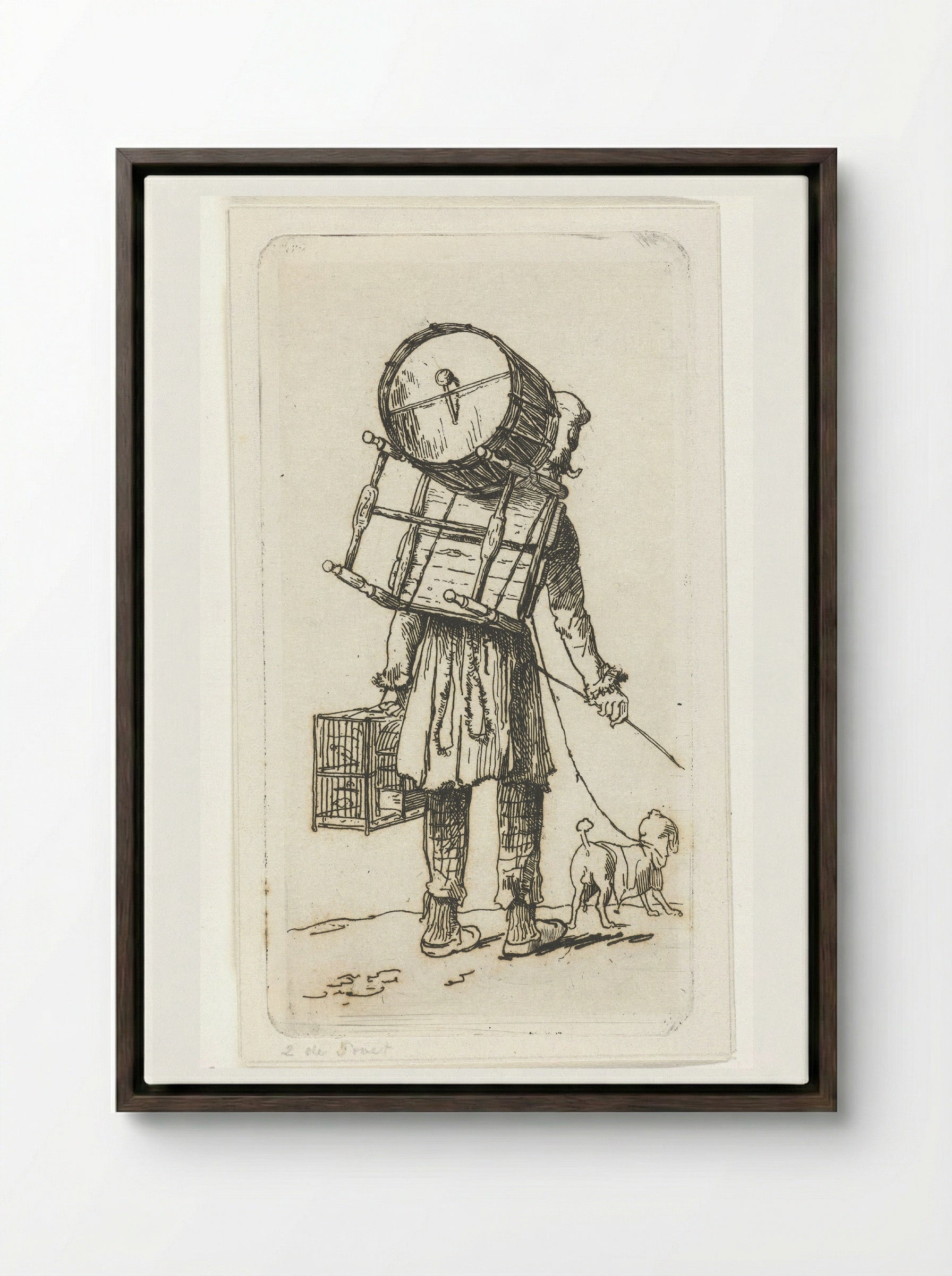 Straatmuzikant met hond - Jacobus Ludovicus Cornet - Framed Canvas Dark Wood