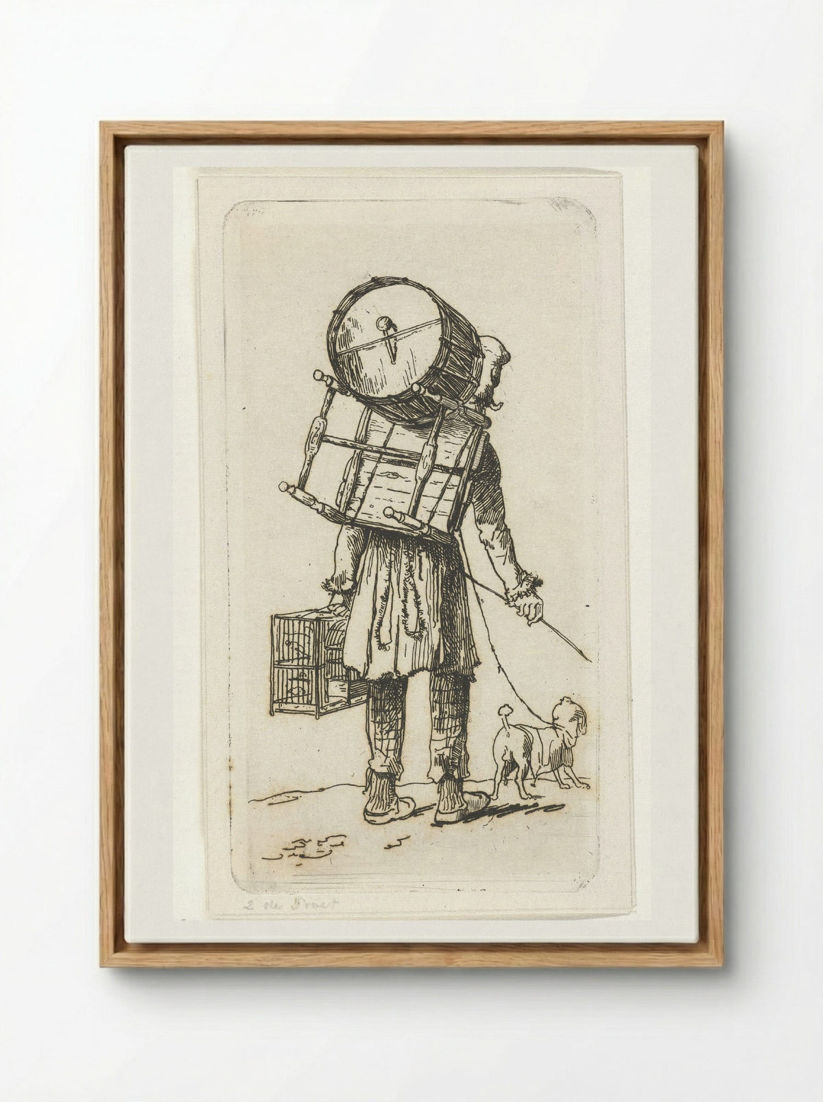 Straatmuzikant met hond - Jacobus Ludovicus Cornet - Framed Canvas Wood